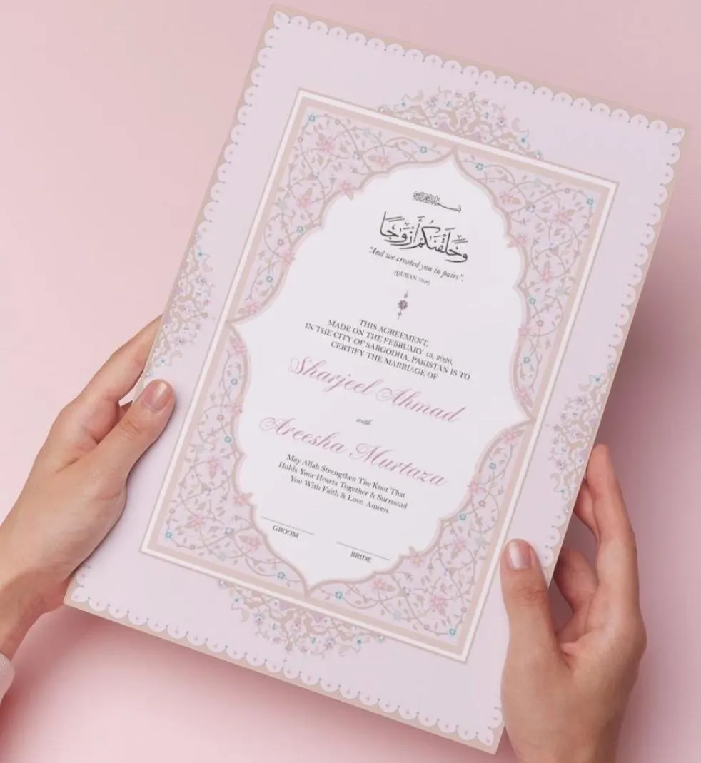 Muslim Wedding Invitation Canva Template, Pakistani Floral Nikkah Card (Digital Download) - image 4