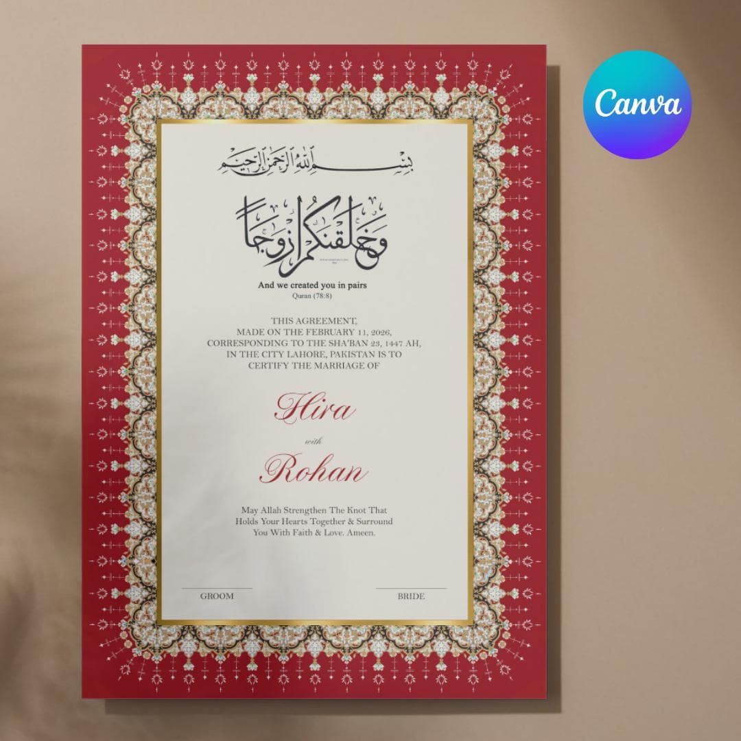 Nikah Invitation Template | Editable Muslim Wedding Card | Islamic Nikah Invite Canva - image 5