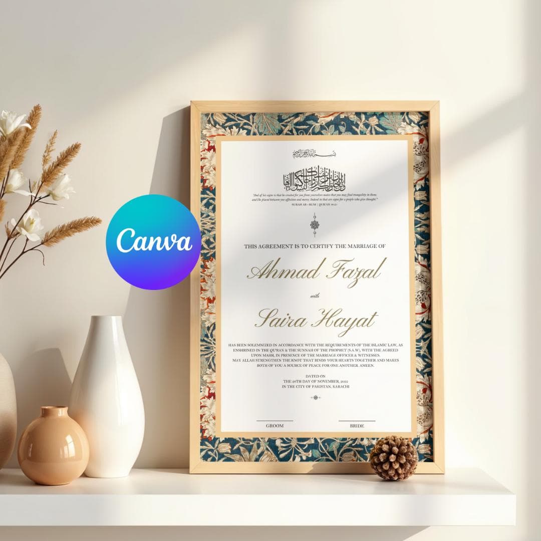 Modern Muslim Wedding Invitation, Nikkah, Editable Template (Digital)