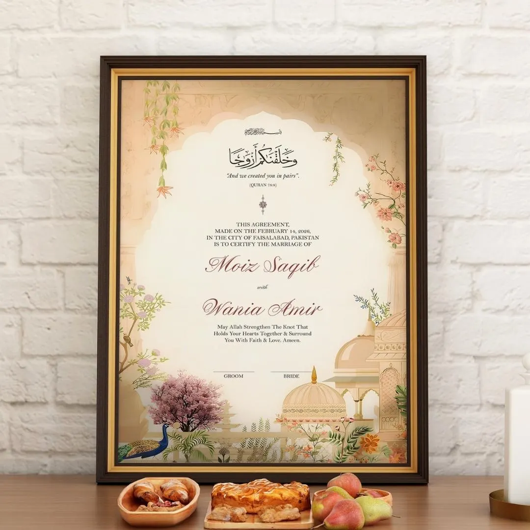 Pakistani Nikkah Invitation Template | Floral Muslim Wedding Card (Digital Download)