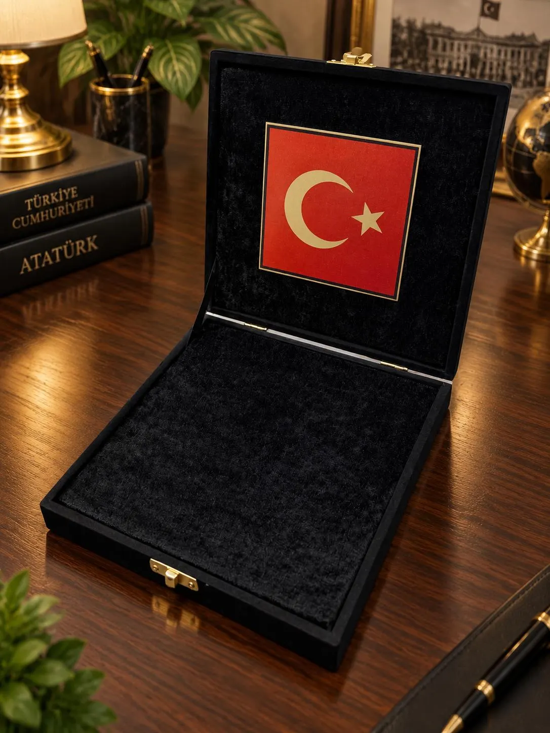 Personalized Prayer Beads Gift Box, Turkish Tasbih Box, Ottoman & Turkish Flag Design, Custom Velvet Keepsake Box, Gift for Men - image 4