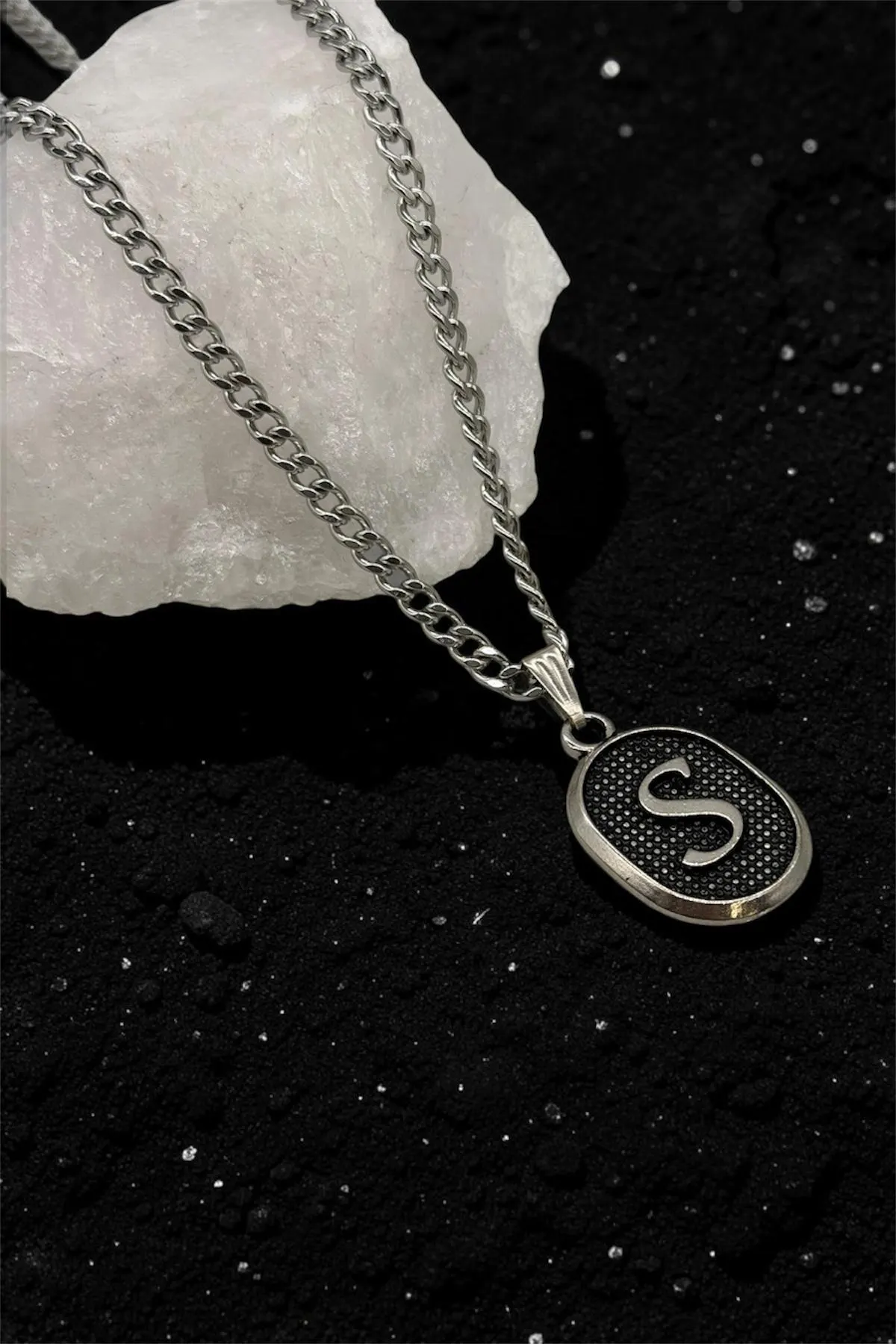 Initial Necklace for Men, Personalized Letter Pendant, 65cm Stainless Steel Chain, Mens Initial Jewelry, Gift for Him - image 4