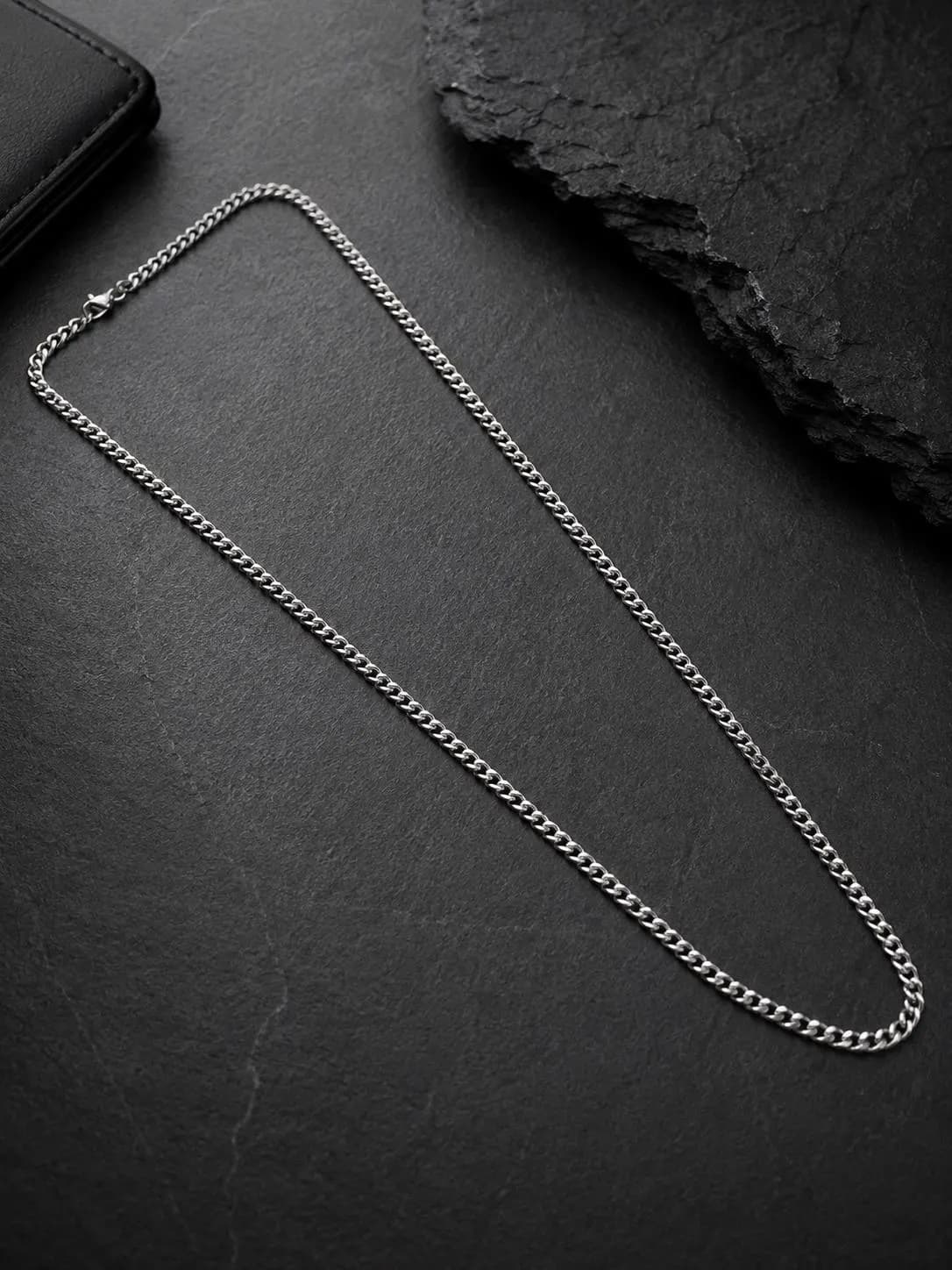 Men’s Stainless Steel Chain Set, Curb Chain Necklace and Bracelet, Silver Chain Jewelry Gift for Him - image 2