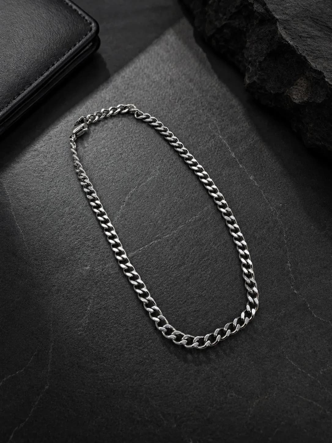 Men’s Stainless Steel Chain Set, Curb Chain Necklace and Bracelet, Silver Chain Jewelry Gift for Him - image 3
