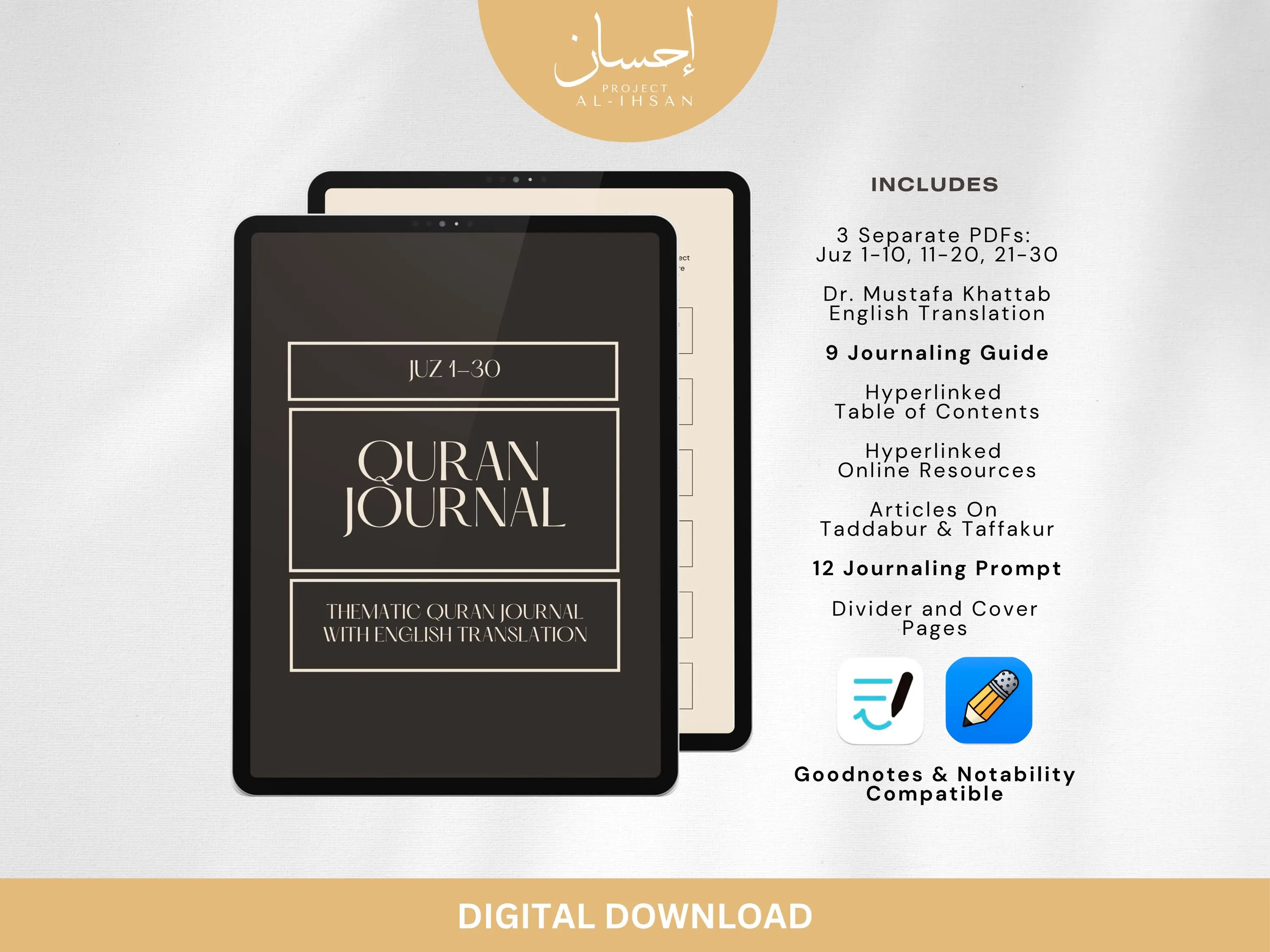 Quran Journal Juz 1-30 – English Thematic Digital Journal (PDF)