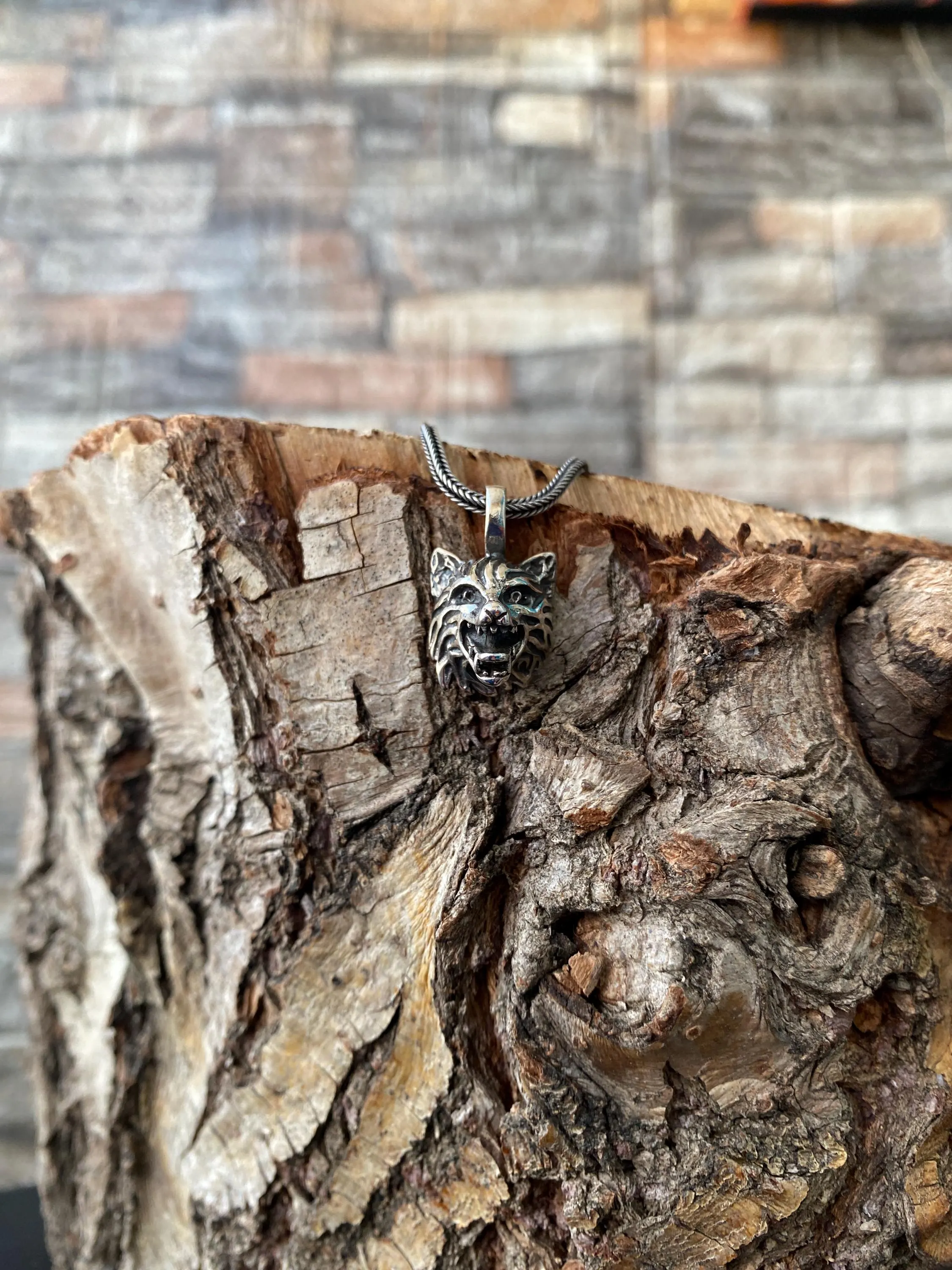 Sterling Silver Wolf Head Necklace, Handmade Animal Totem Pendant, Oxidized Viking Jewelry for Men - image 5