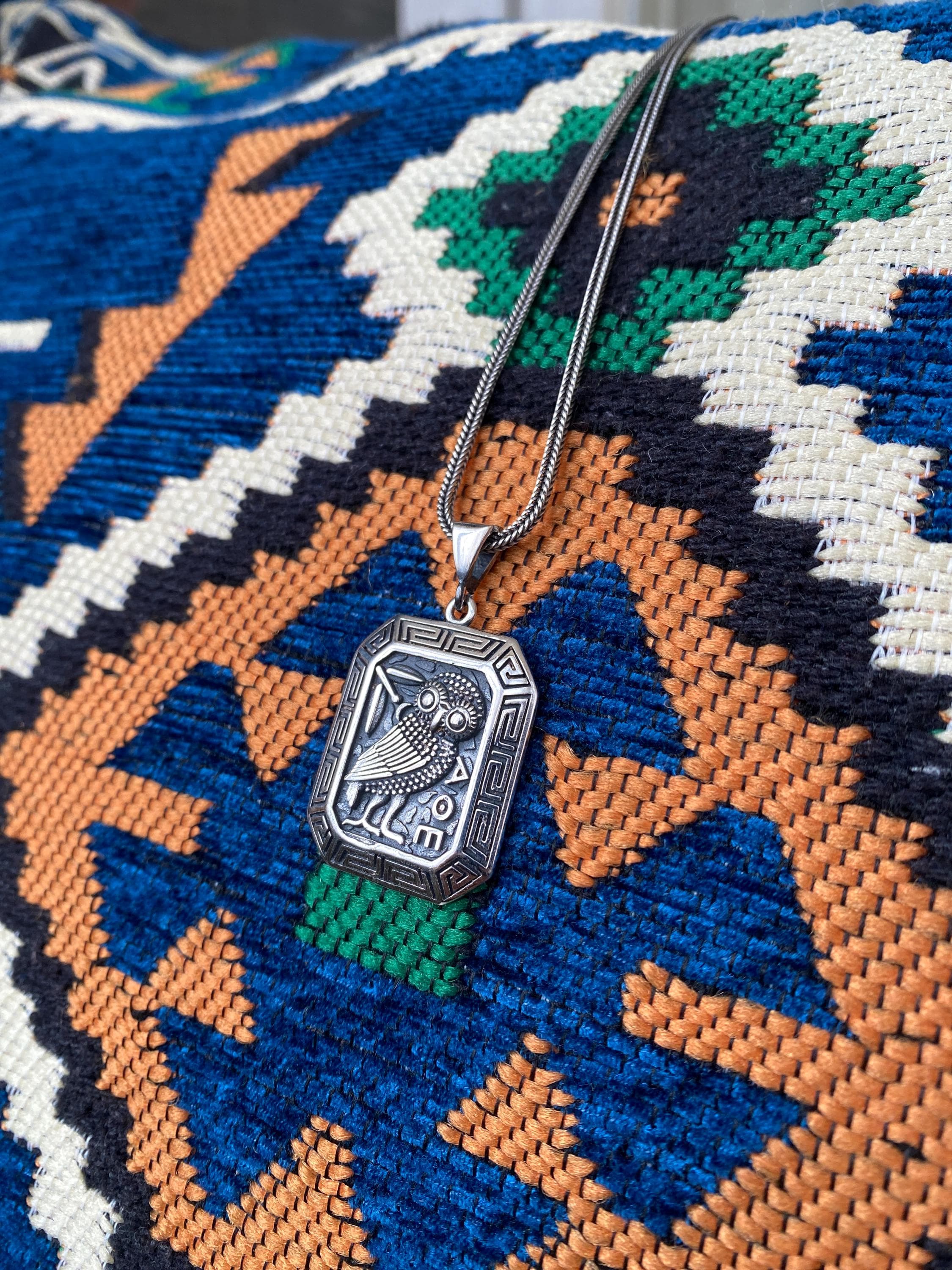 Sterling Silver Owl Pendant Necklace, Personalized Mythology Wisdom Charm, Unisex Animal Necklace - image 5
