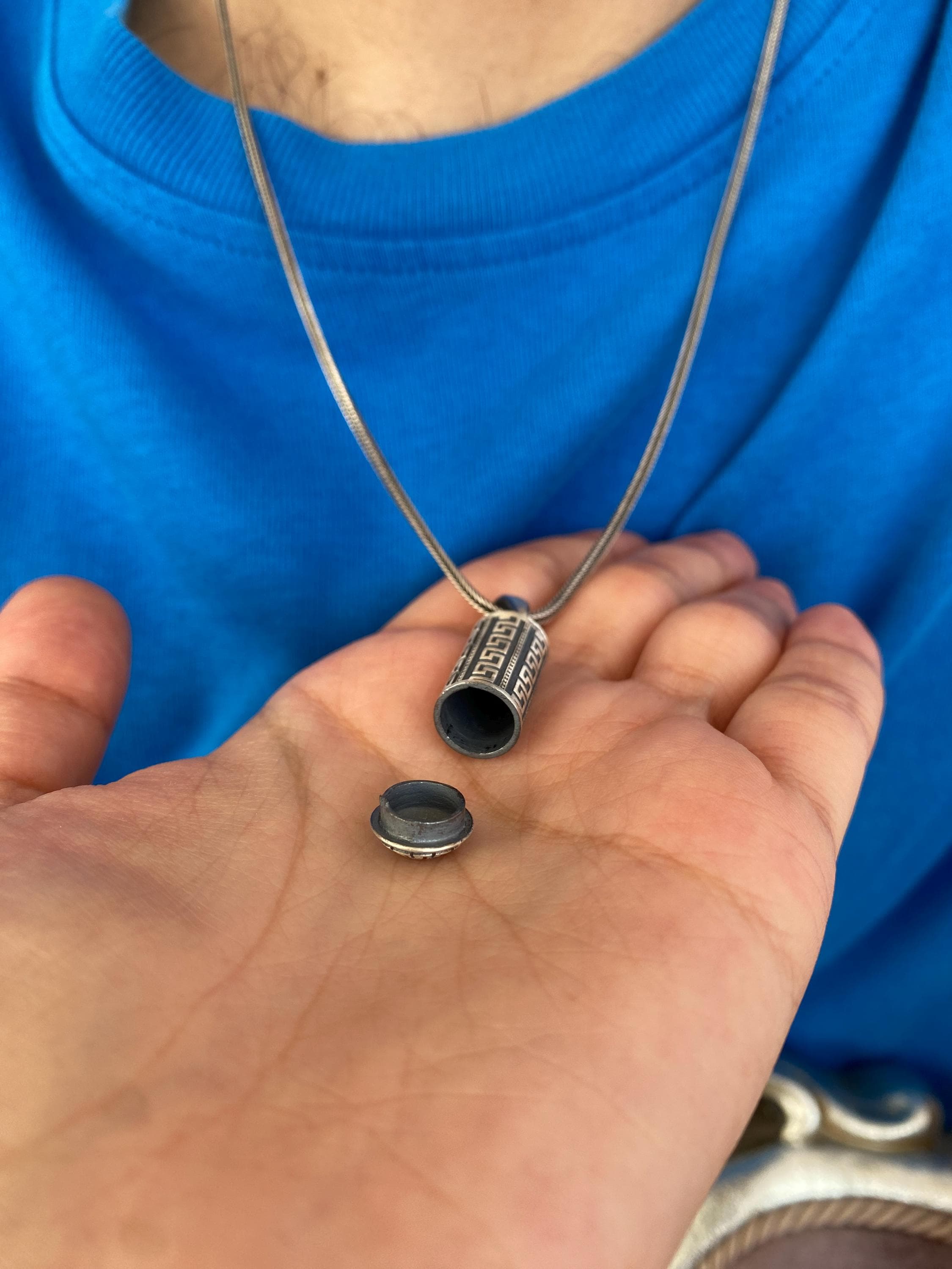 Sterling Silver Cremation Ash Urn Necklace, Personalized Tube Pendant, Memorial Keepsake Jewelry, Engraved Memory Necklace - image 5