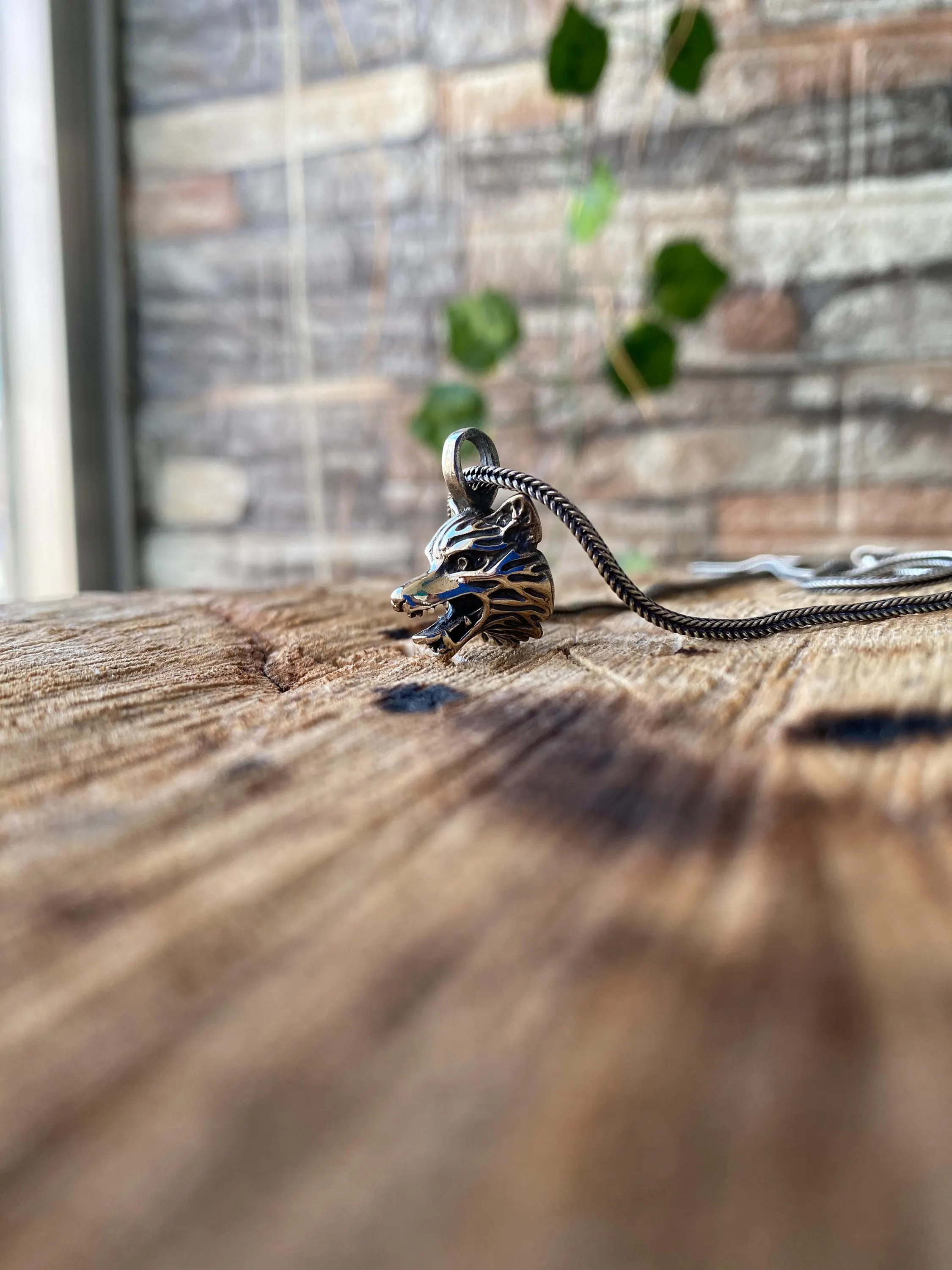 Sterling Silver Wolf Head Necklace, Handmade Animal Totem Pendant, Oxidized Viking Jewelry for Men - image 4