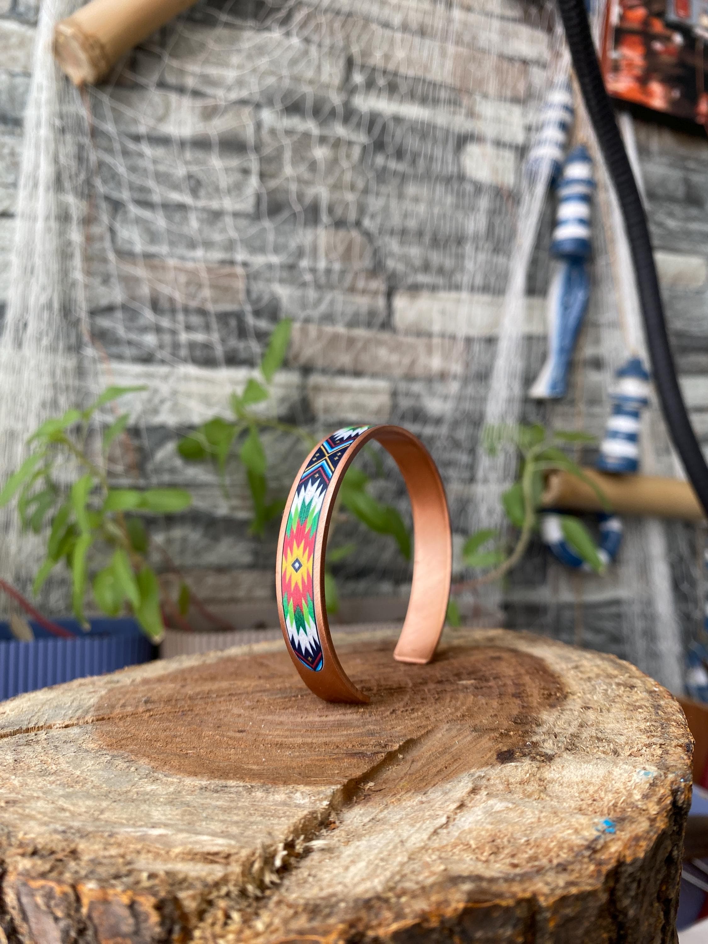 Personalized Copper Cuff Bracelet, Adjustable Handmade Boho Tribal Pattern Bangle, Unique Ethnic Jewelry, Artisan Bracelet for Men & Women - image 3