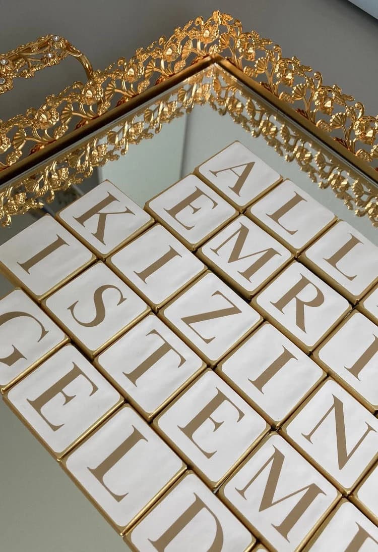 Isteme Cikolatasi/ Gold - Silber / Schokolade /Schokotafel Madlen / Sticker / Allahin Emriyle kizinizi istemeye geldik / Aufkleber / Söz /