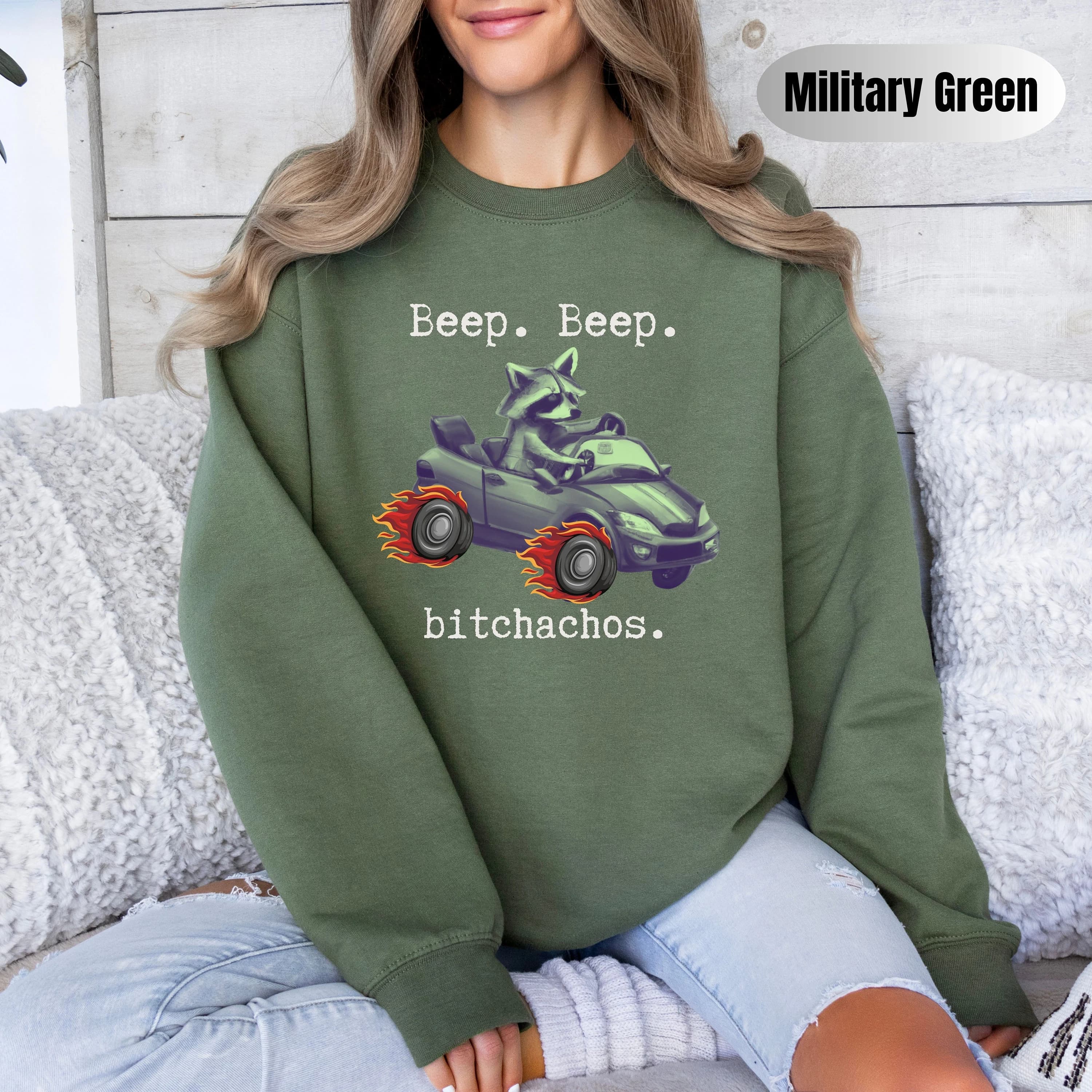 Raccoon Sweatshirt, Retro Cartoon Shirt, Weird Meme Gift, Outside I Skrrt shirt, Bitchachos Shirt, Be kind of a Bitch Anxiety Shirt, ADHD