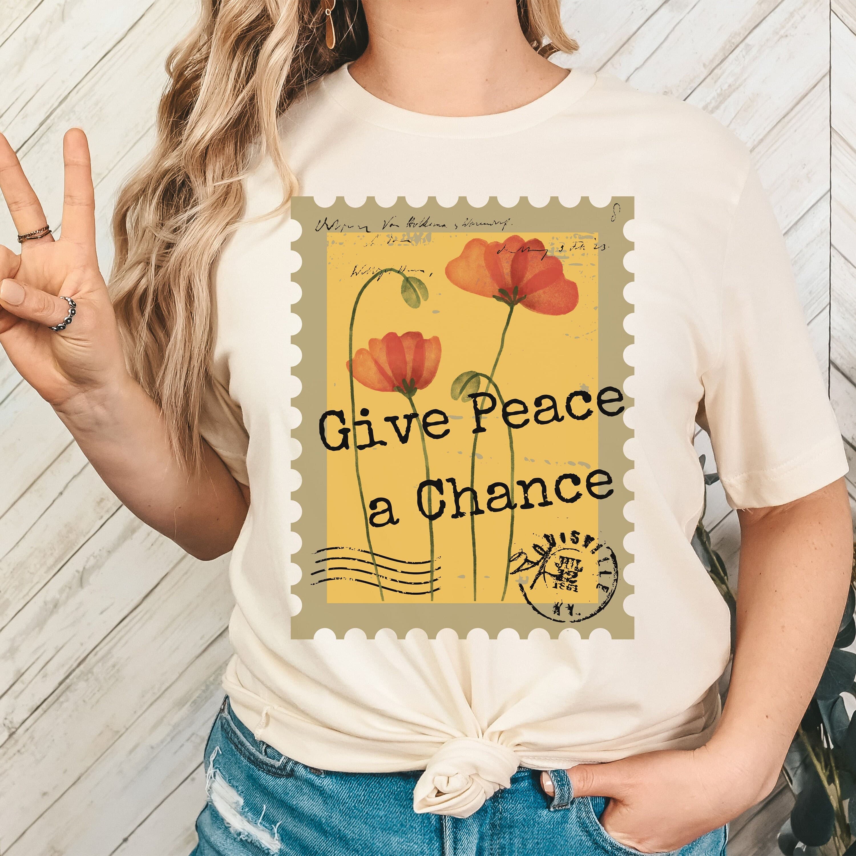 Give Peace a Chance antiwar shirt Free Palestine Sweatshirt Activist Shirt Free Gaza shirt Social Justice Shirt Poppy Flower Palestine Shirt