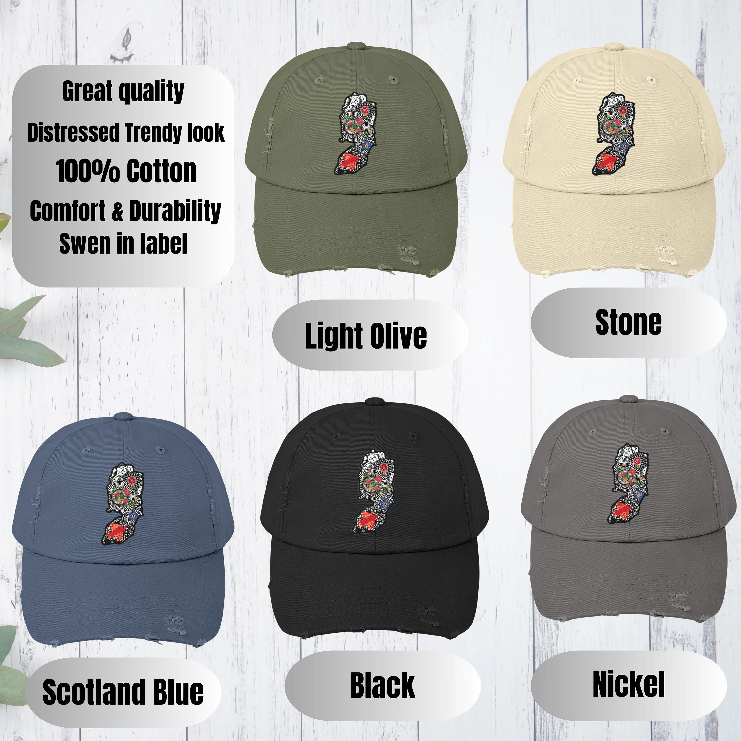 Palestine Map Hat, Palestinian Flag Gift, Palestine Cap Palestinian flag Accessory for men and women Palestinian Flag, Distressed Trendy Hat - image 4