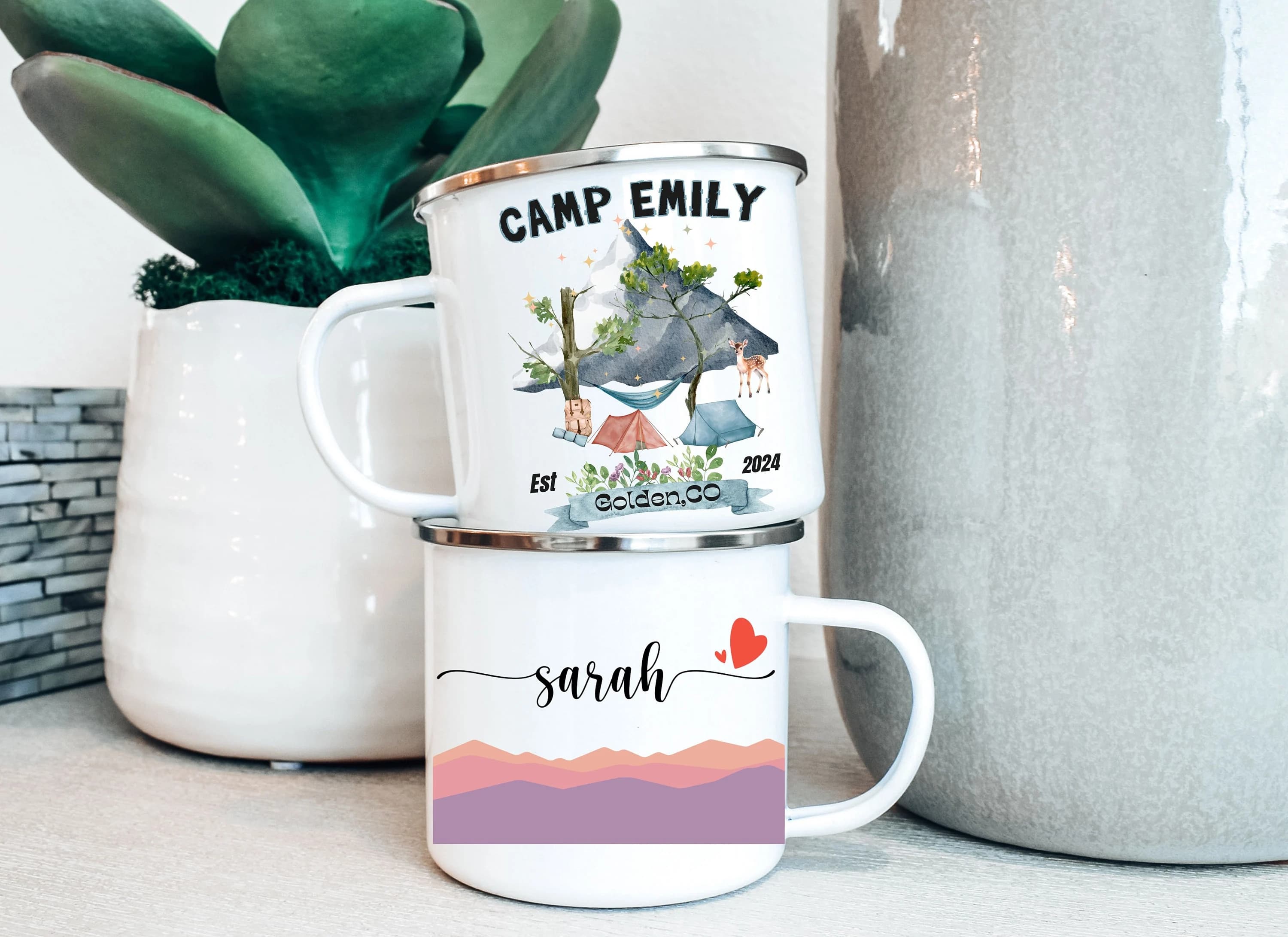 Camp Bachelorette Party Gift for Bridesmaids Personalized Enamel Camping Mug, Custom Lake Bachelorette Mug Camping Hiking Bachelorette Mug - image 5