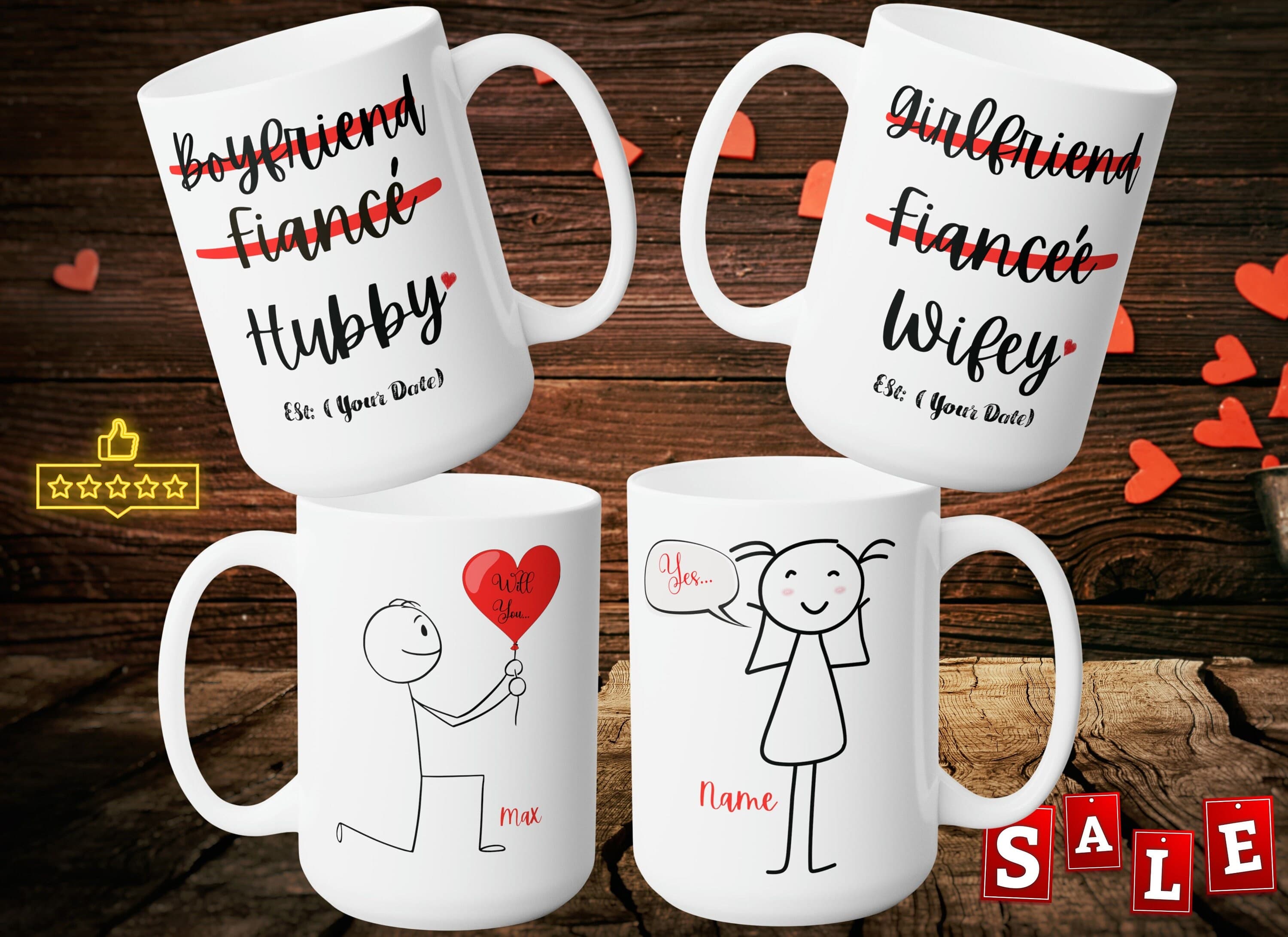 Personalized Hubby Wifey Coffee Mug,Custom Husband and Wife Mug, Newly Wed Couple Gift, Anniversary Mug for Couple, Funny Couple Mug - image 4