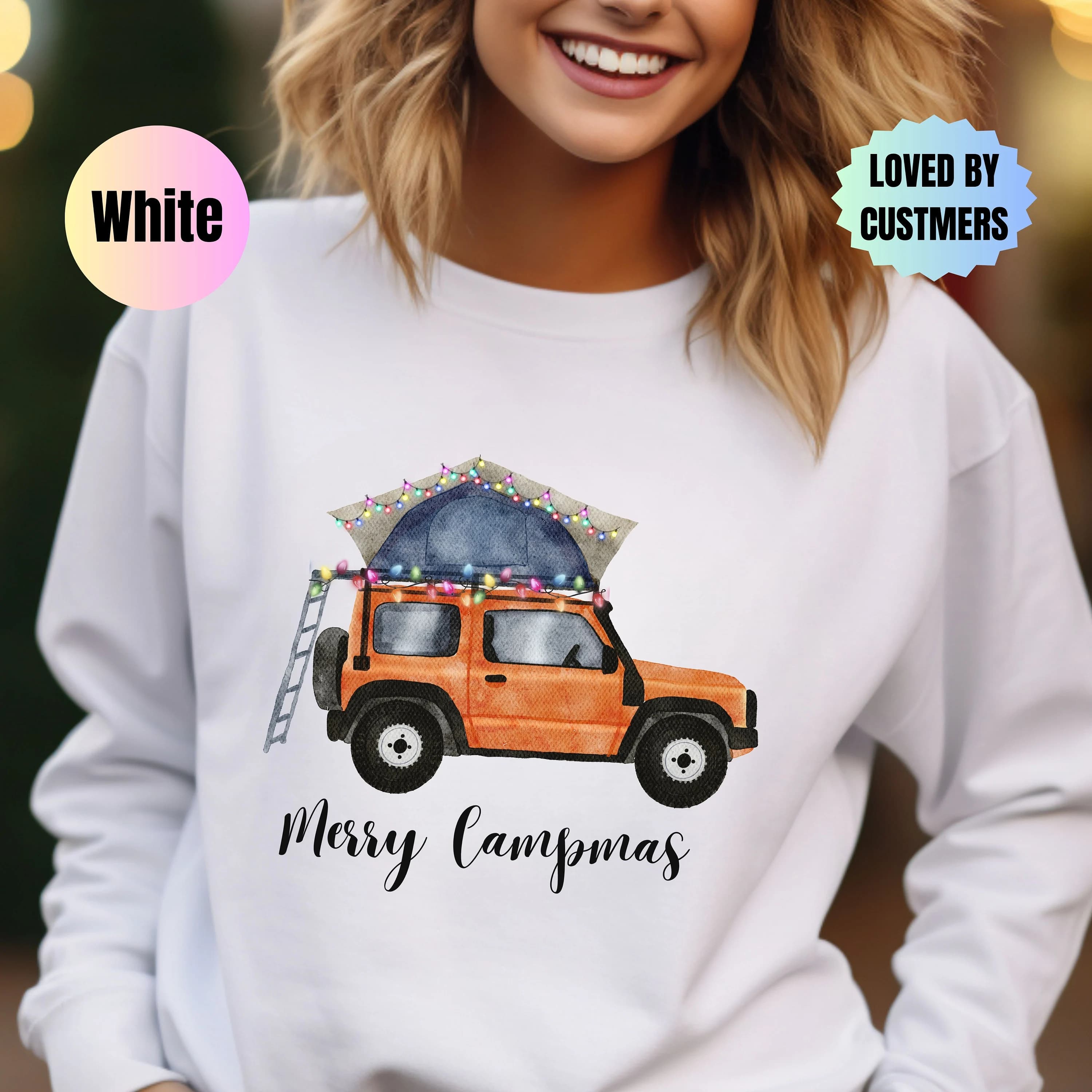 Christmas camping sweatshirt, Offroad Shirt,Happy Camper Sweatshirt,Gift for Camper, Camp Lover Gift, Winter camping Crewneck, Car Camping - image 4