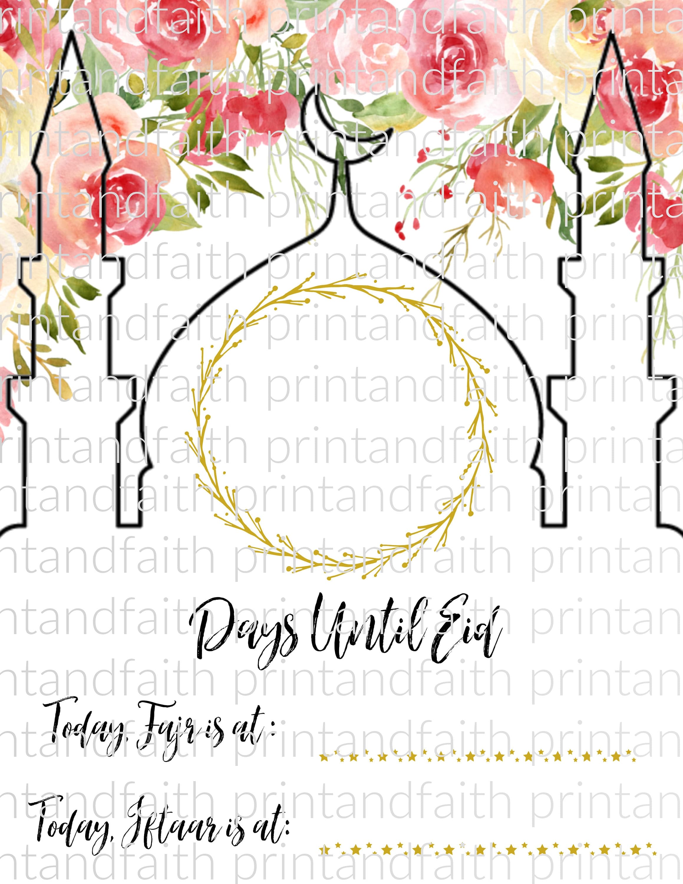 Printable Eid Countdown, Ramadan countown, eid printable, islamic prints, ramadan craft, kids ramadan craft, kids eid craft