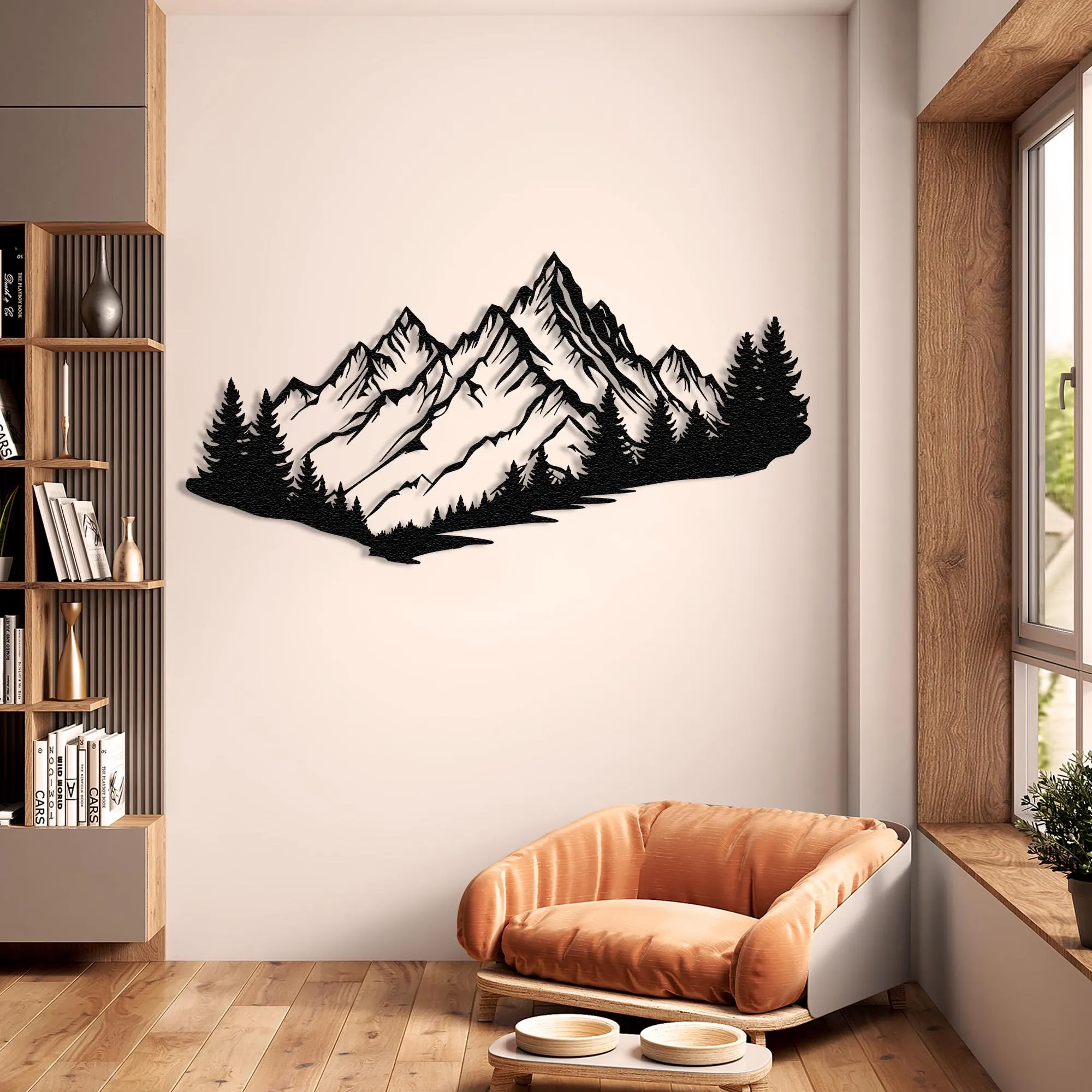 Metal Mountain and Forest Wall Art, Landscape Decor, Farmhouse Living Room Sign - image 4