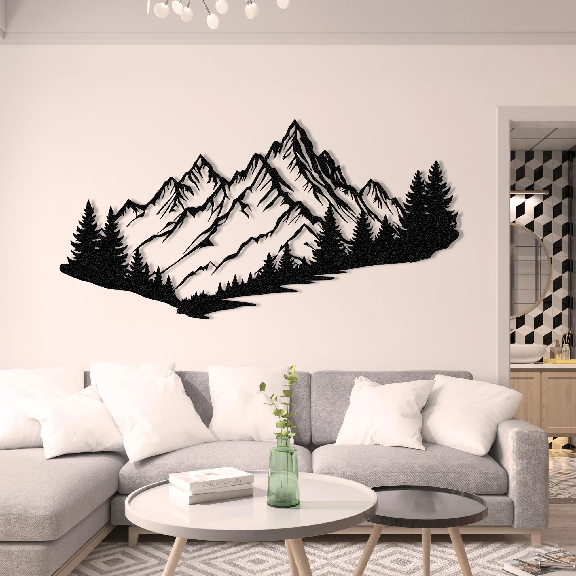 Metal Mountain and Forest Wall Art, Landscape Decor, Farmhouse Living Room Sign - image 3