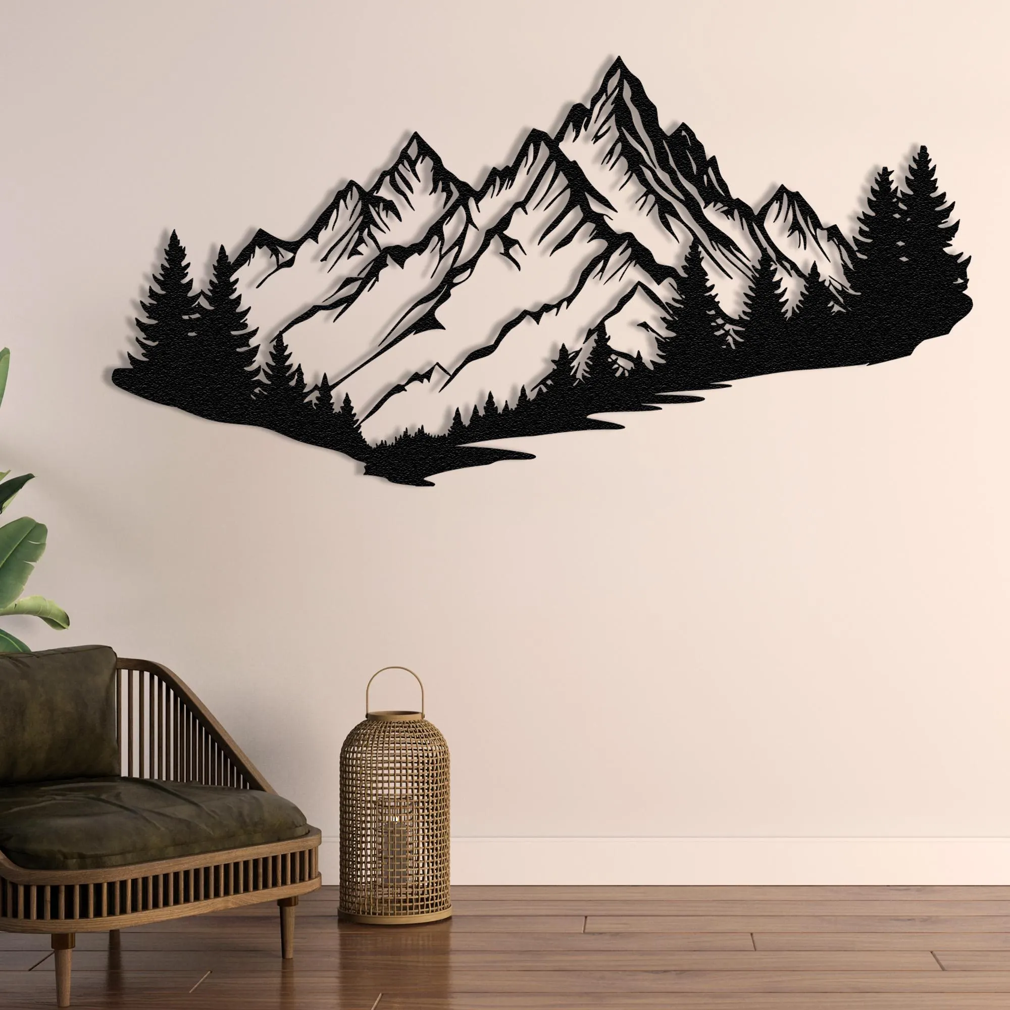 Metal Mountain and Forest Wall Art, Landscape Decor, Farmhouse Living Room Sign - image 5