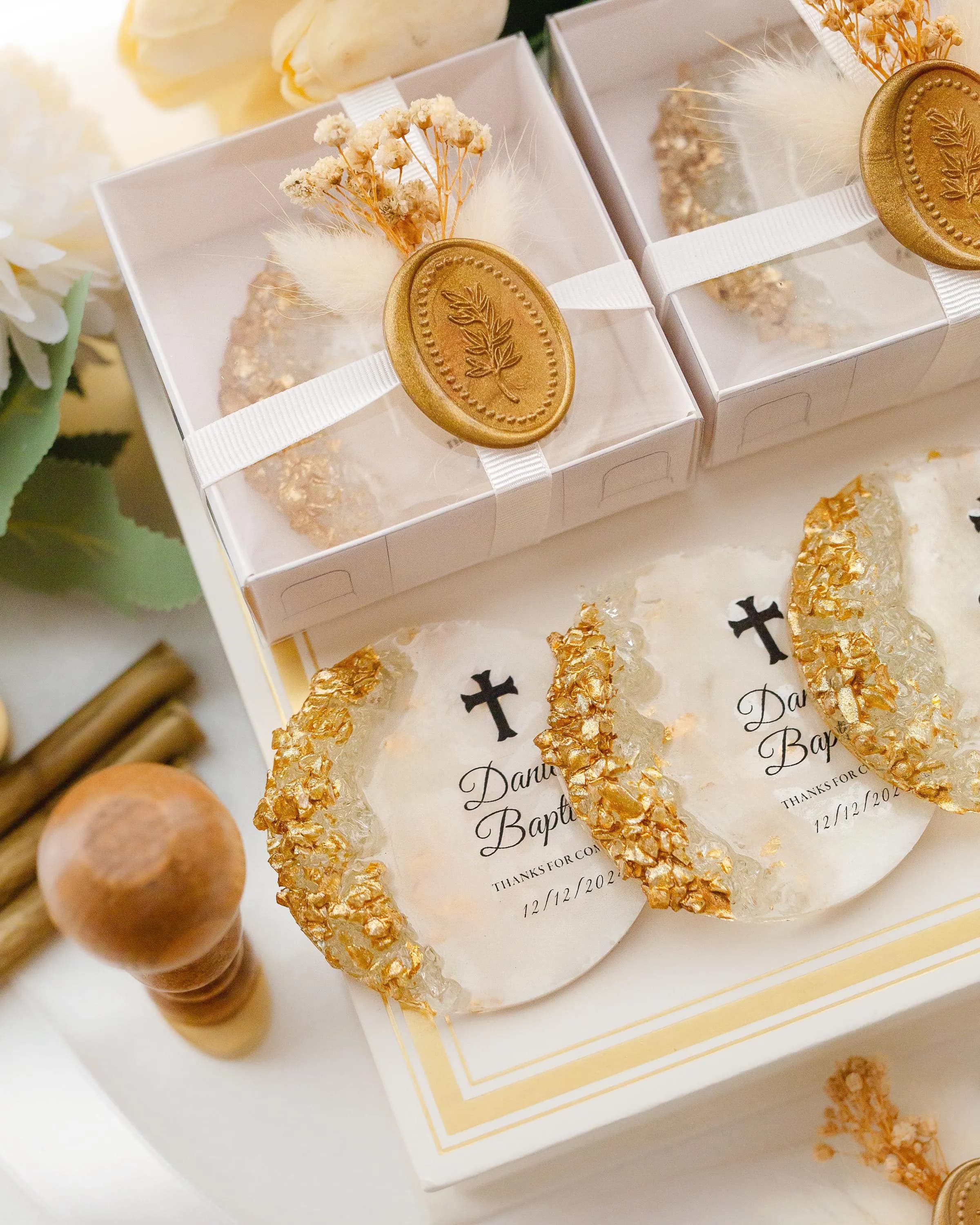 Custom name date baptism magnet for communion celebrations