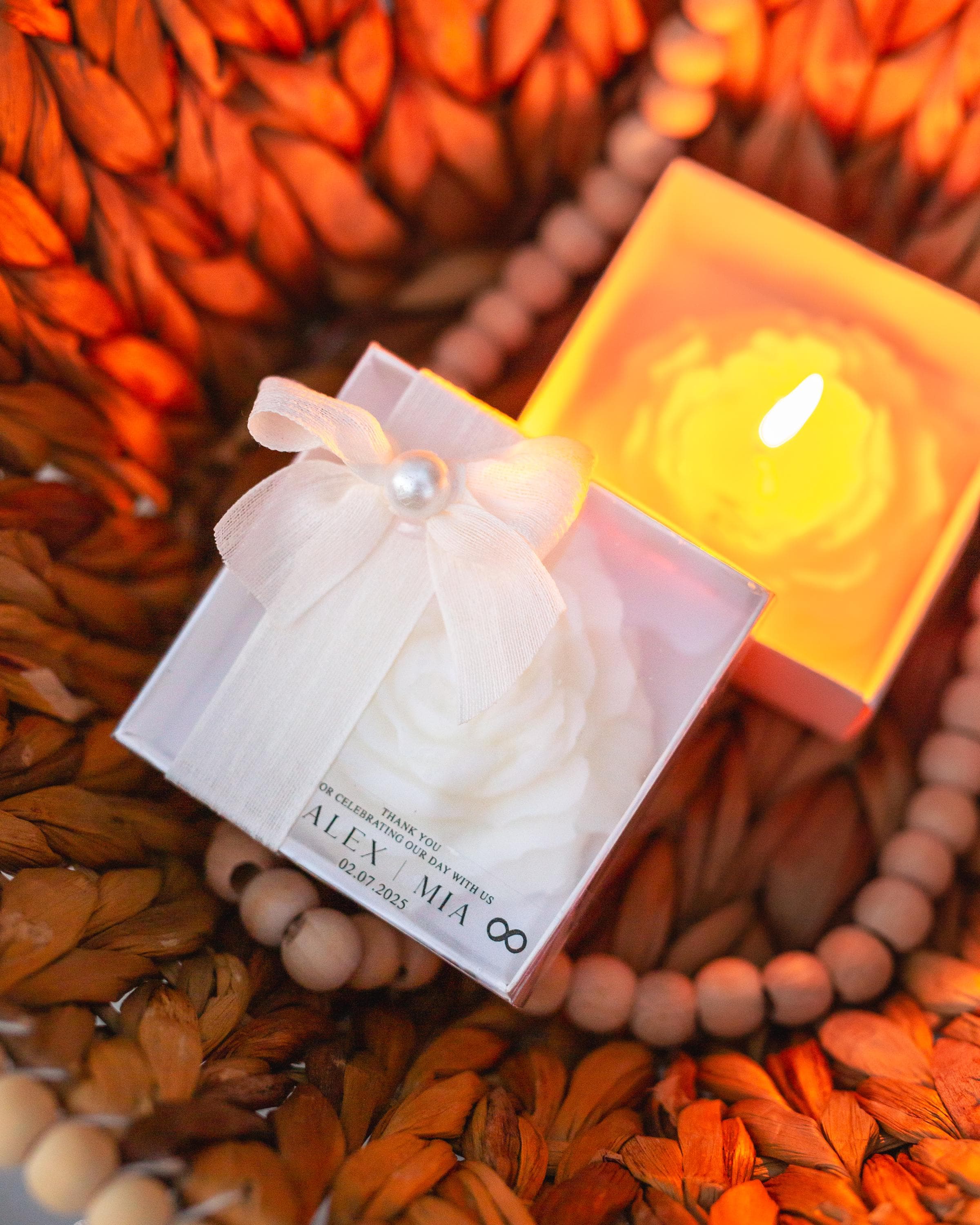 Elegant soy wax peony candle in gift box