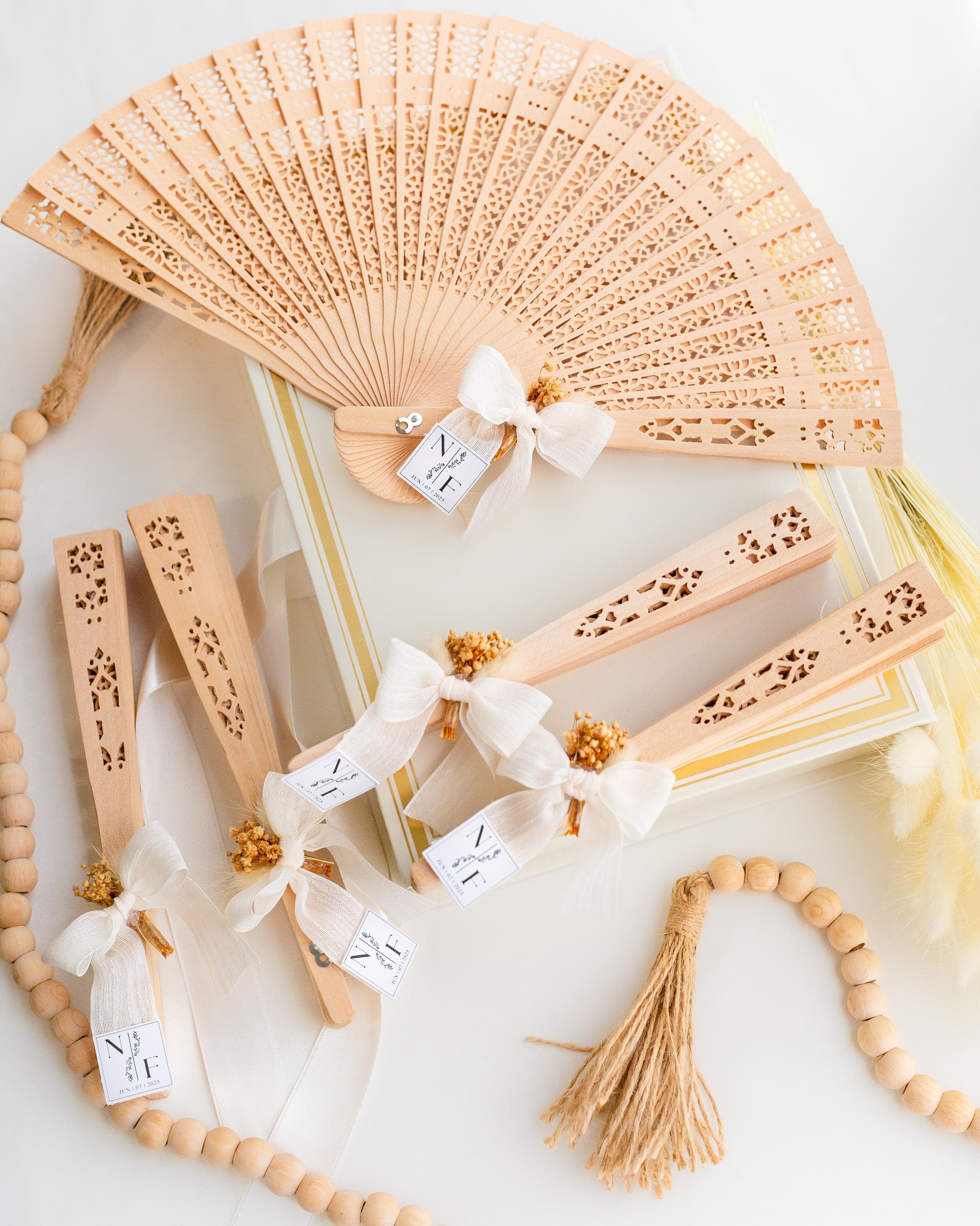 Custom wooden folding fan favor for ceremonies