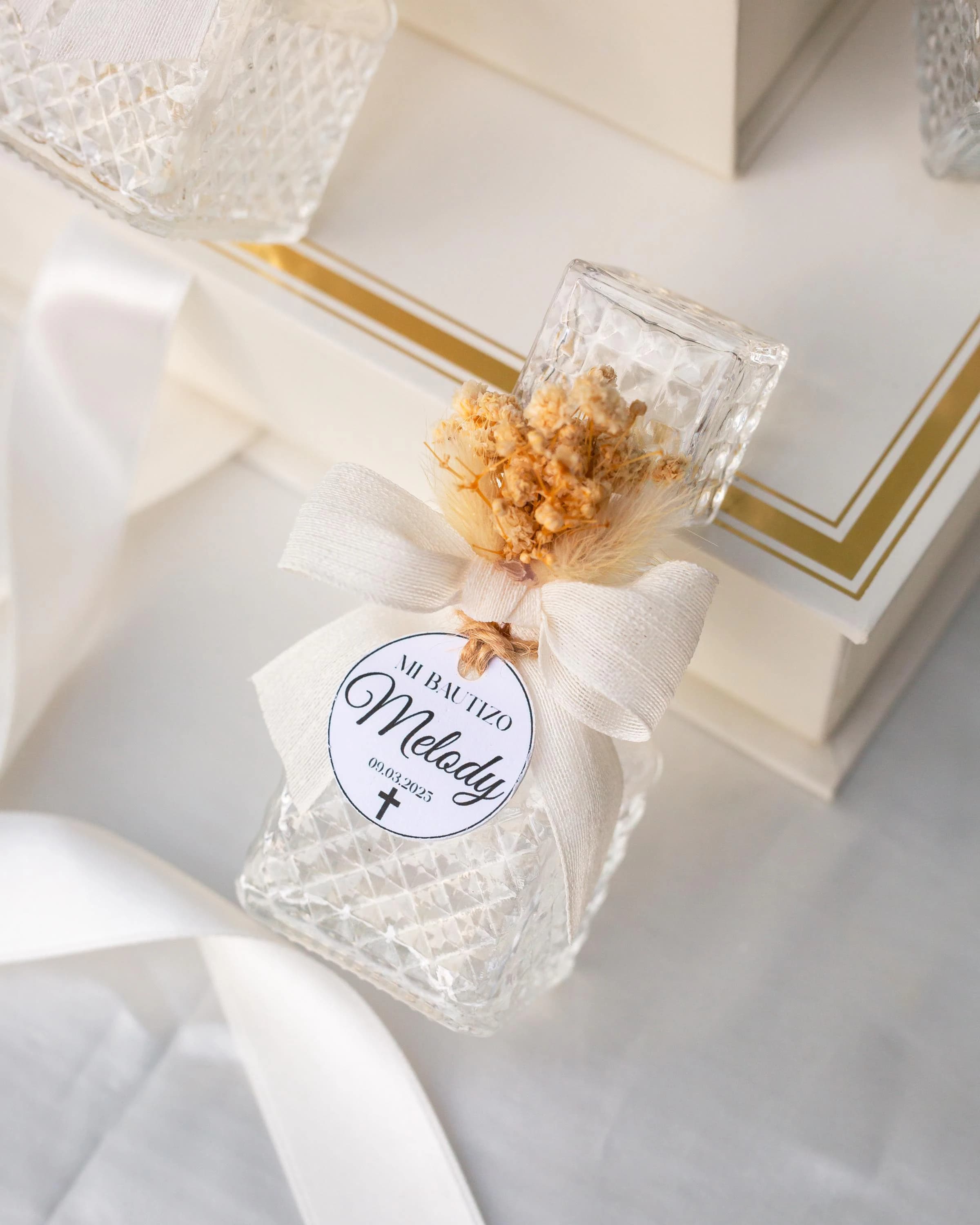 Blessed holy water glass bottle 50cc baptism favor for guests