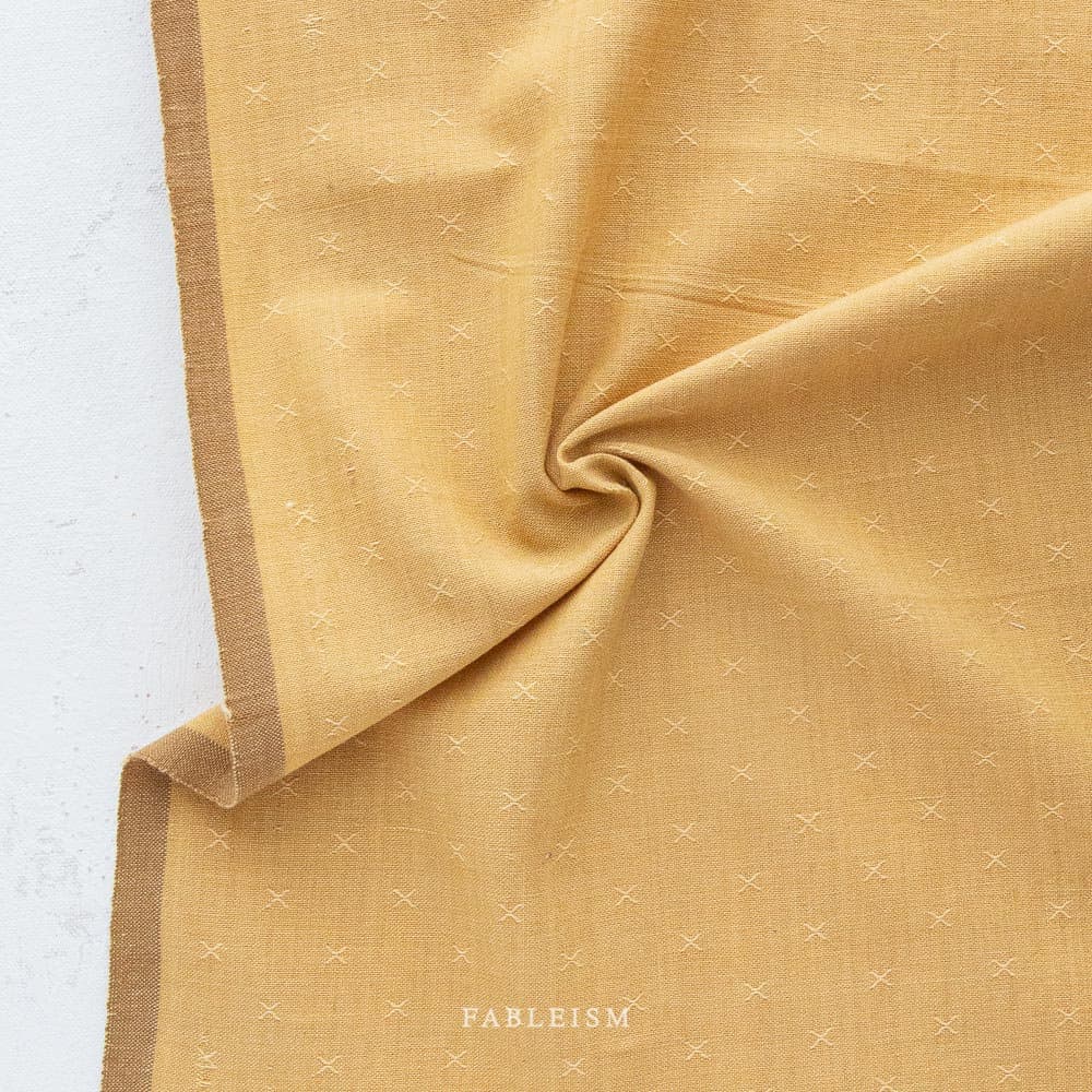 CHAMOMILE - Sprout Wovens | Fableism Supply Co - yarn-dyed cotton woven fabric, cross stitch, pale yellow/butter