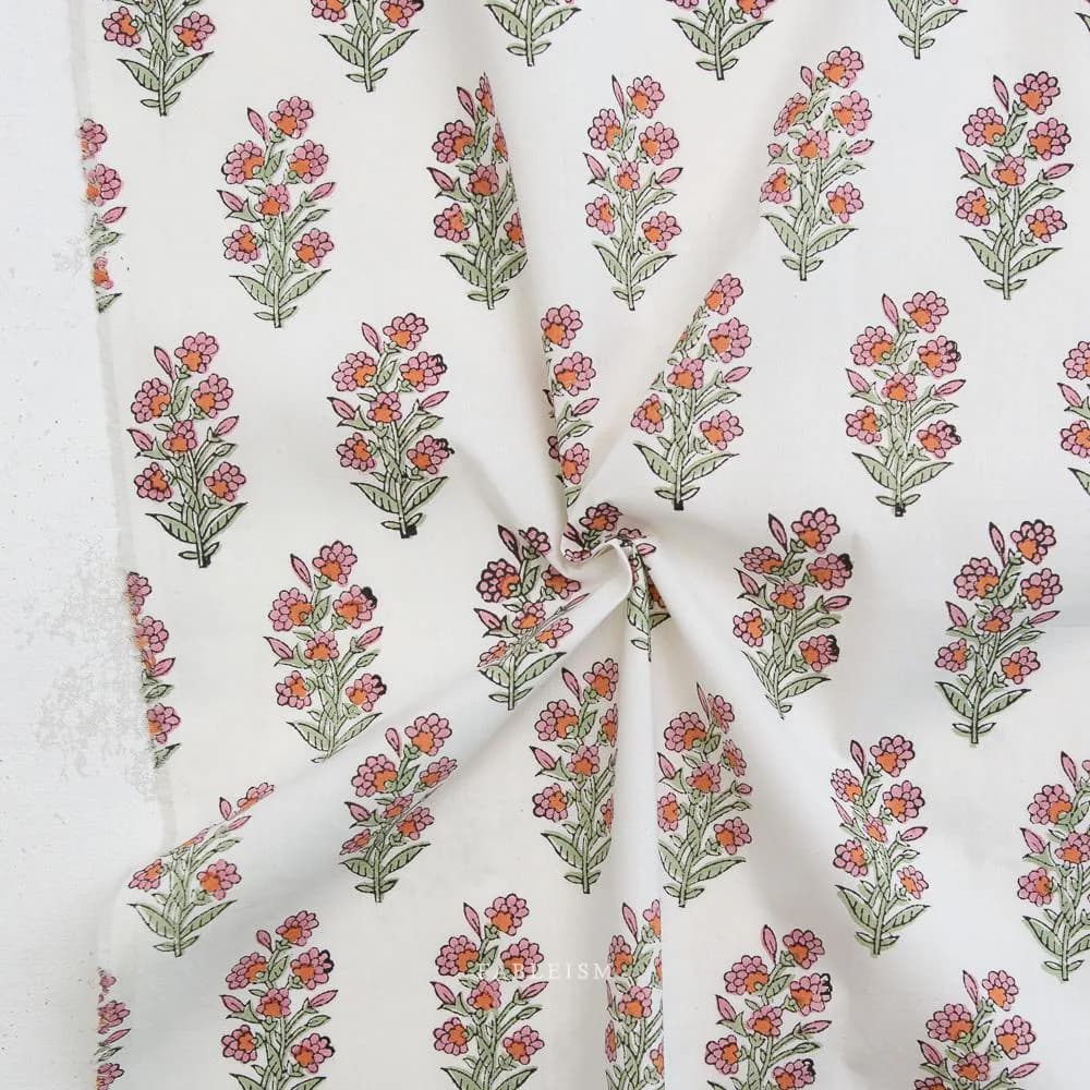 Wild Floral in Blushing - Indian Block Prints: Cottage, Fableism Supply Co | 100% Cotton