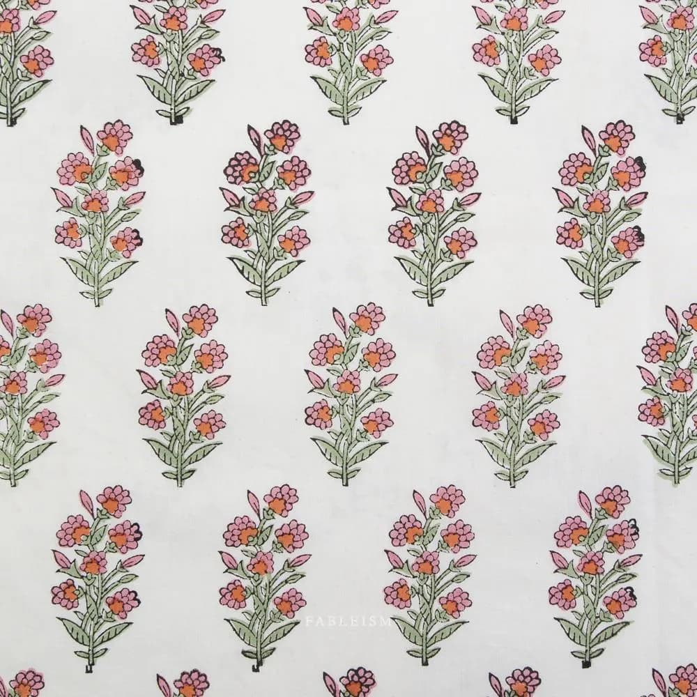 Wild Floral in Blushing - Indian Block Prints: Cottage, Fableism Supply Co | 100% Cotton - image 3