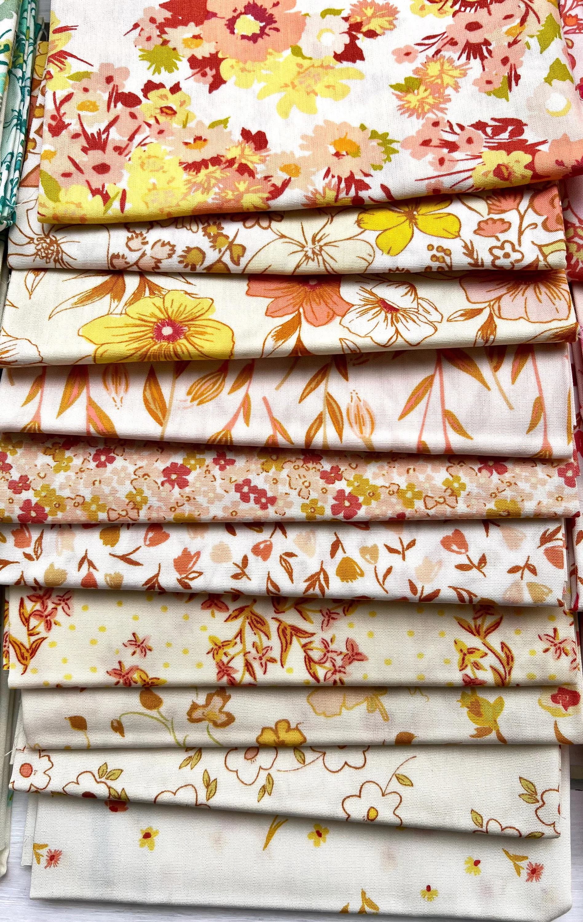 Bloomcore in AMBER by Art Gallery Fabrics | 10 Fat Quarter Bundle, Fabric Wonders | low volume floral prints in yellow, gold | AGF Studios