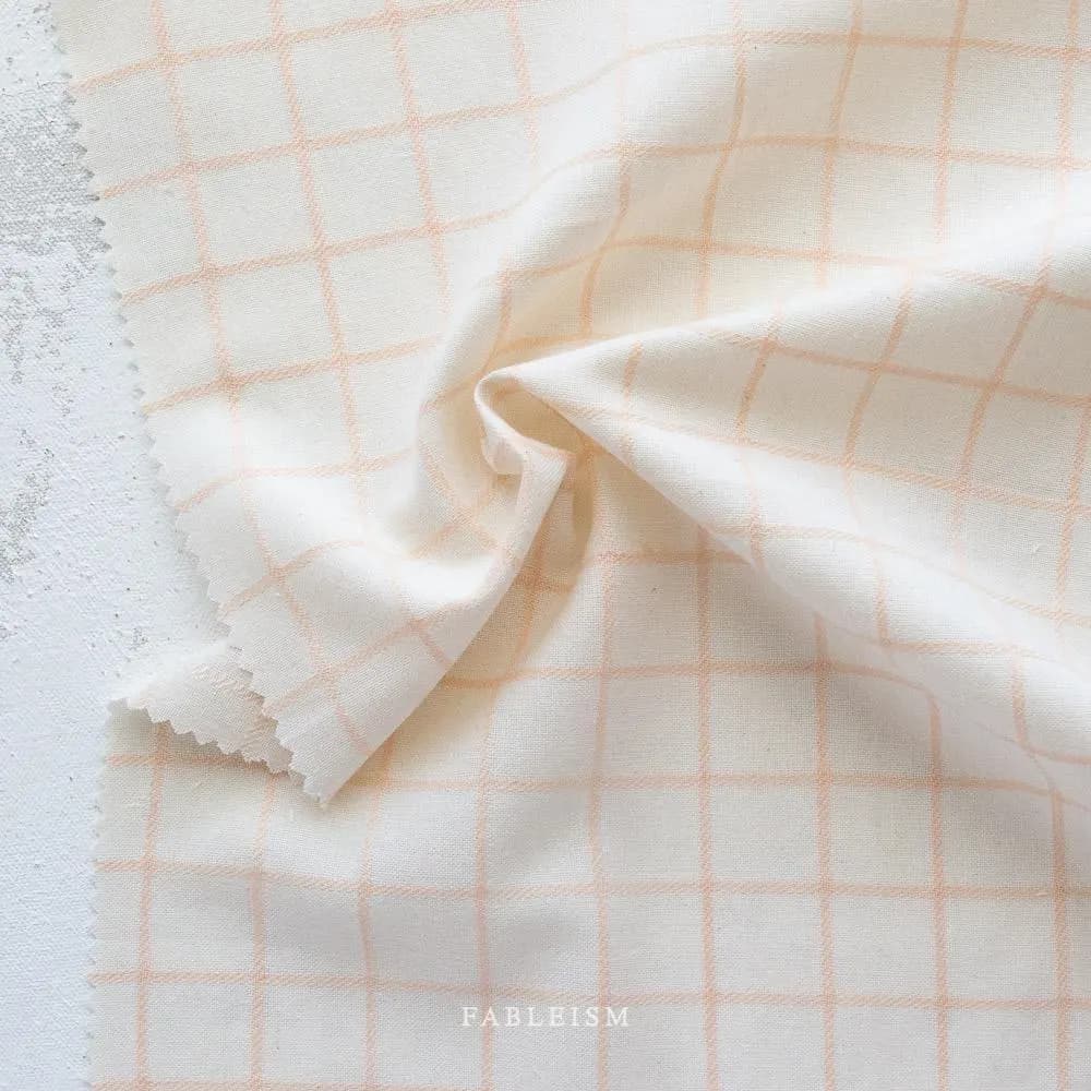 Trellis Wovens in PEACHY - Fableism Supply Co | 100% Cotton Yarn Dyed Woven, Modern Plaid, Check, Windowpane Fabric
