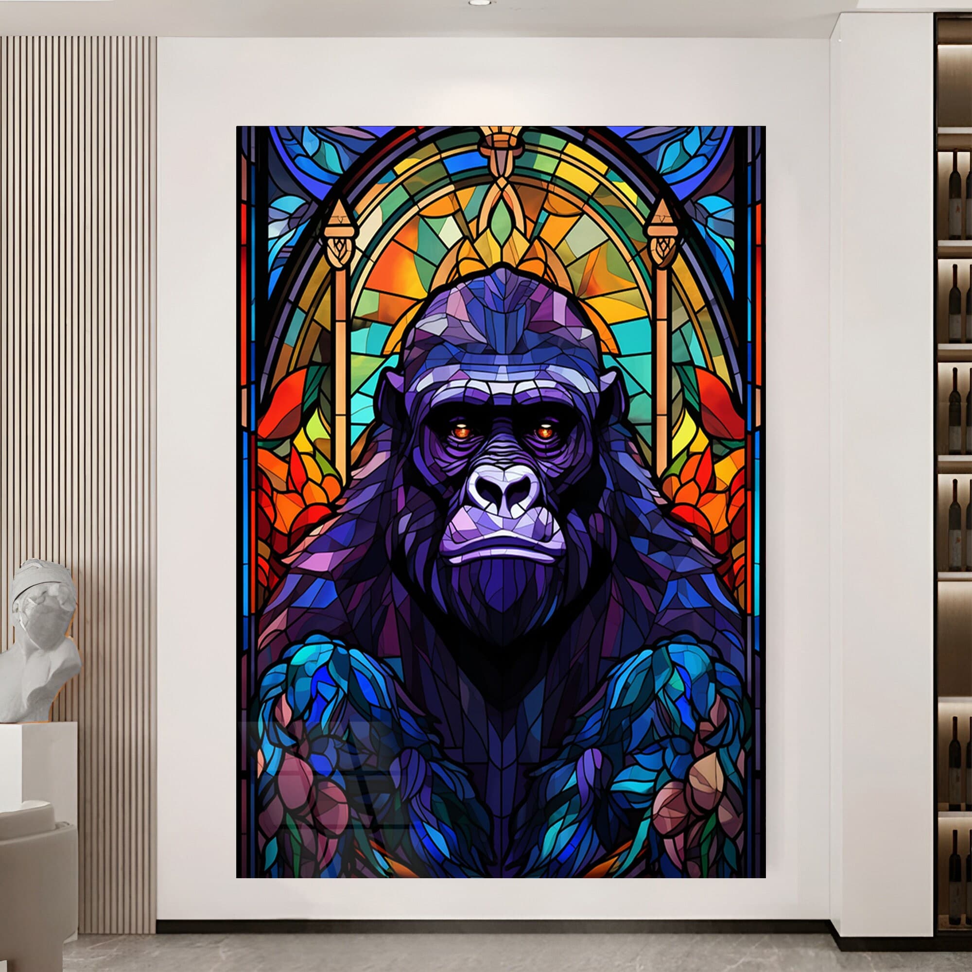 Gorilla Stained Glass Wall Art, Gorilla Glass Art, Office Decor, Gift For Dad, Farmhouse Wall Art, Wall Decor, Wall Hanging, Christmas Gift - image 5