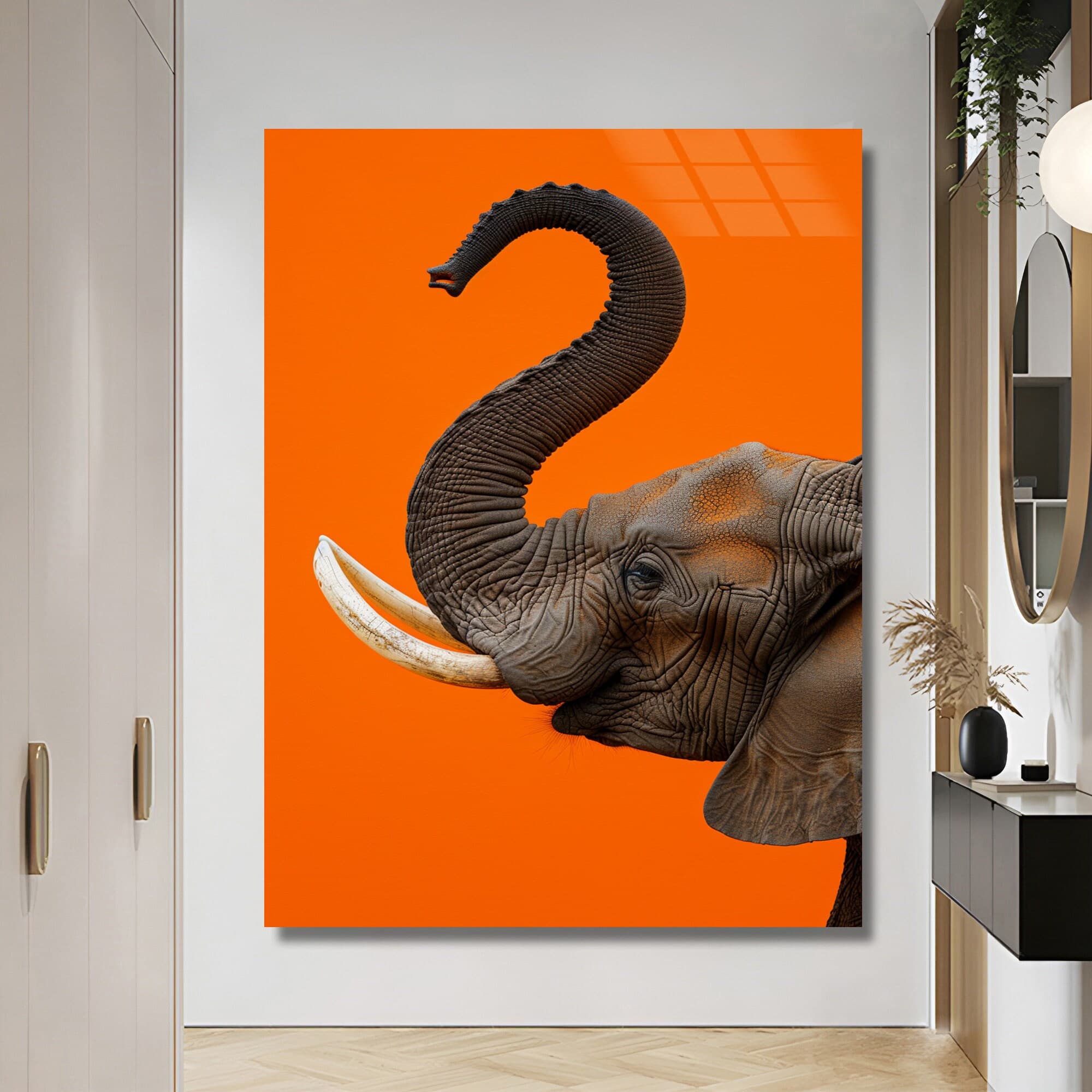 Framed Elephant Art Tempered glass art Safari Nursery decor elephant print wall hangings large artwork Framed wall art housewarming gifts - image 3