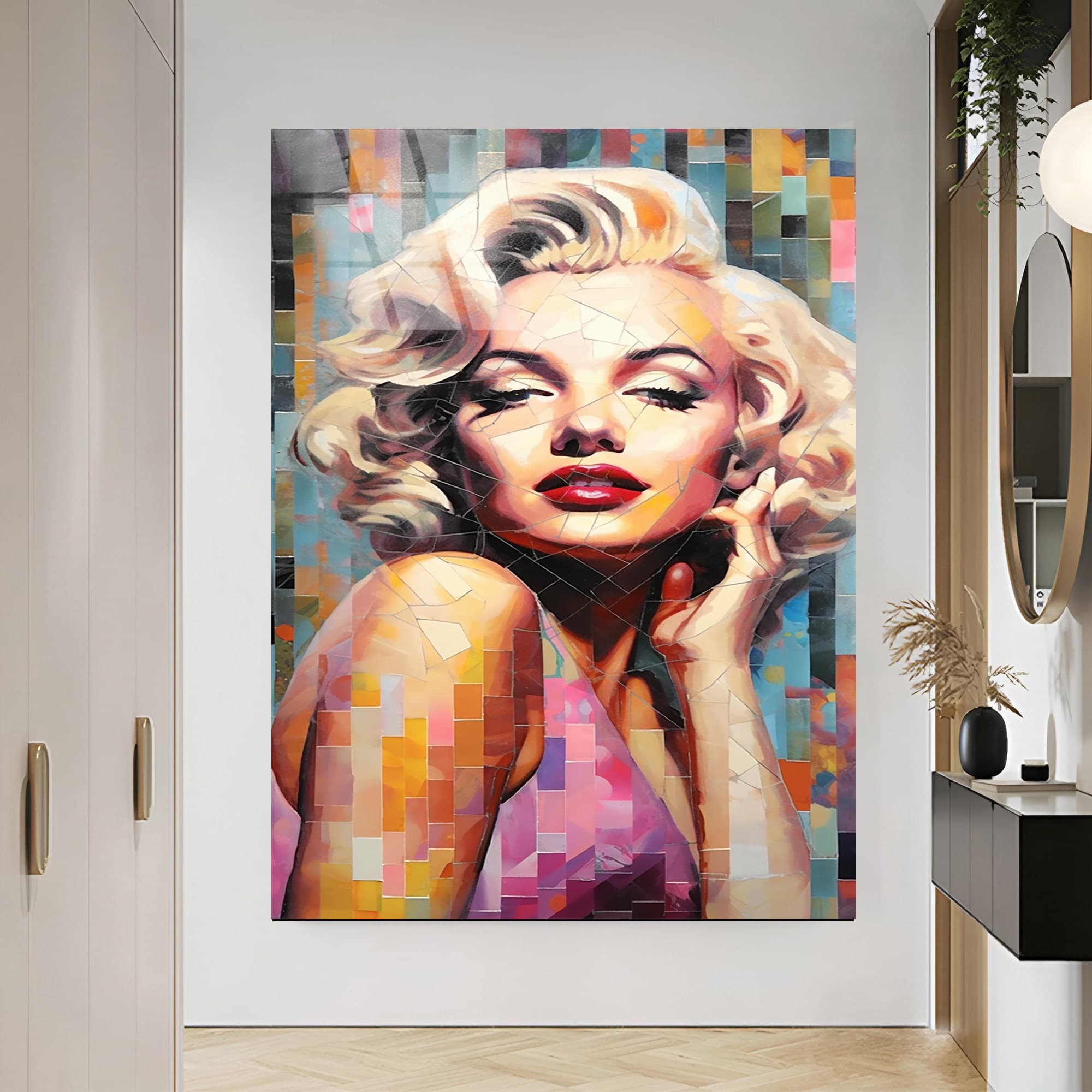Merlin Monroe Wall Art, Merlin Monroe Glass Art, Fashion wall Art, Modern Wall Art, Women's Artwork, Gift For Her, Office Wall Art Large art