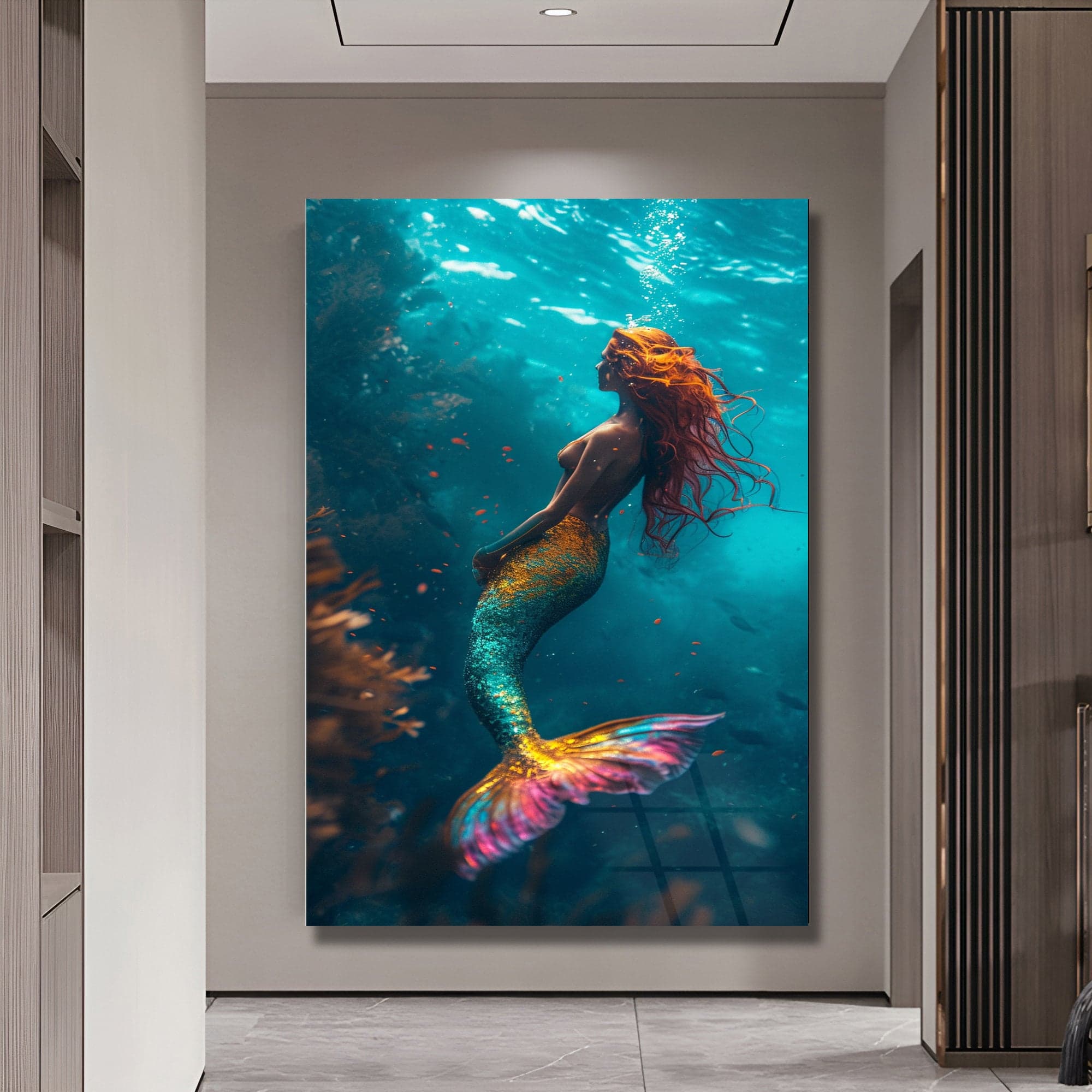 Clear aquarium Wall Art, beautiful mermaid Art, Wall Art Glass - image 4