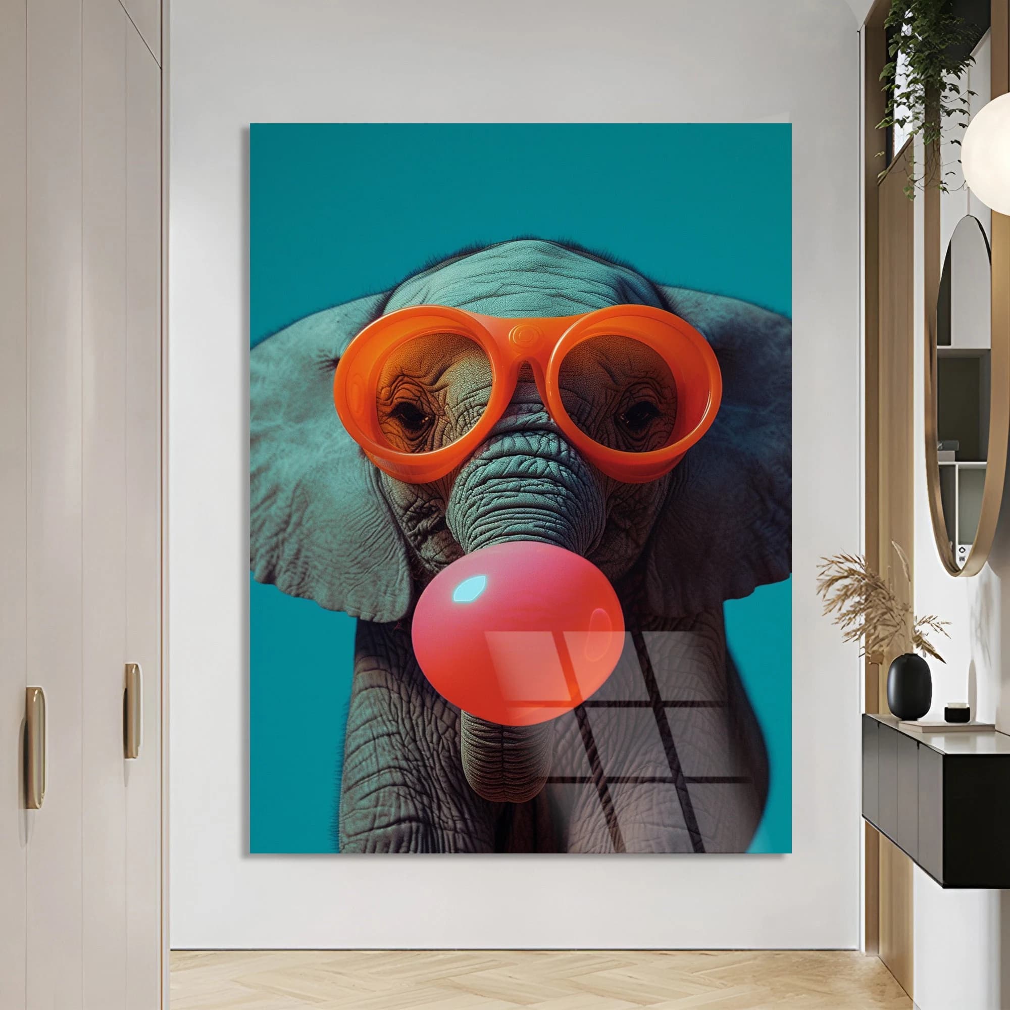 Funny Animal Art Elephant Wall Art Tempered Wall Art Large Artwork Interior Design Nursery Wall Art Garage Decor Man Cave Art Office Decor