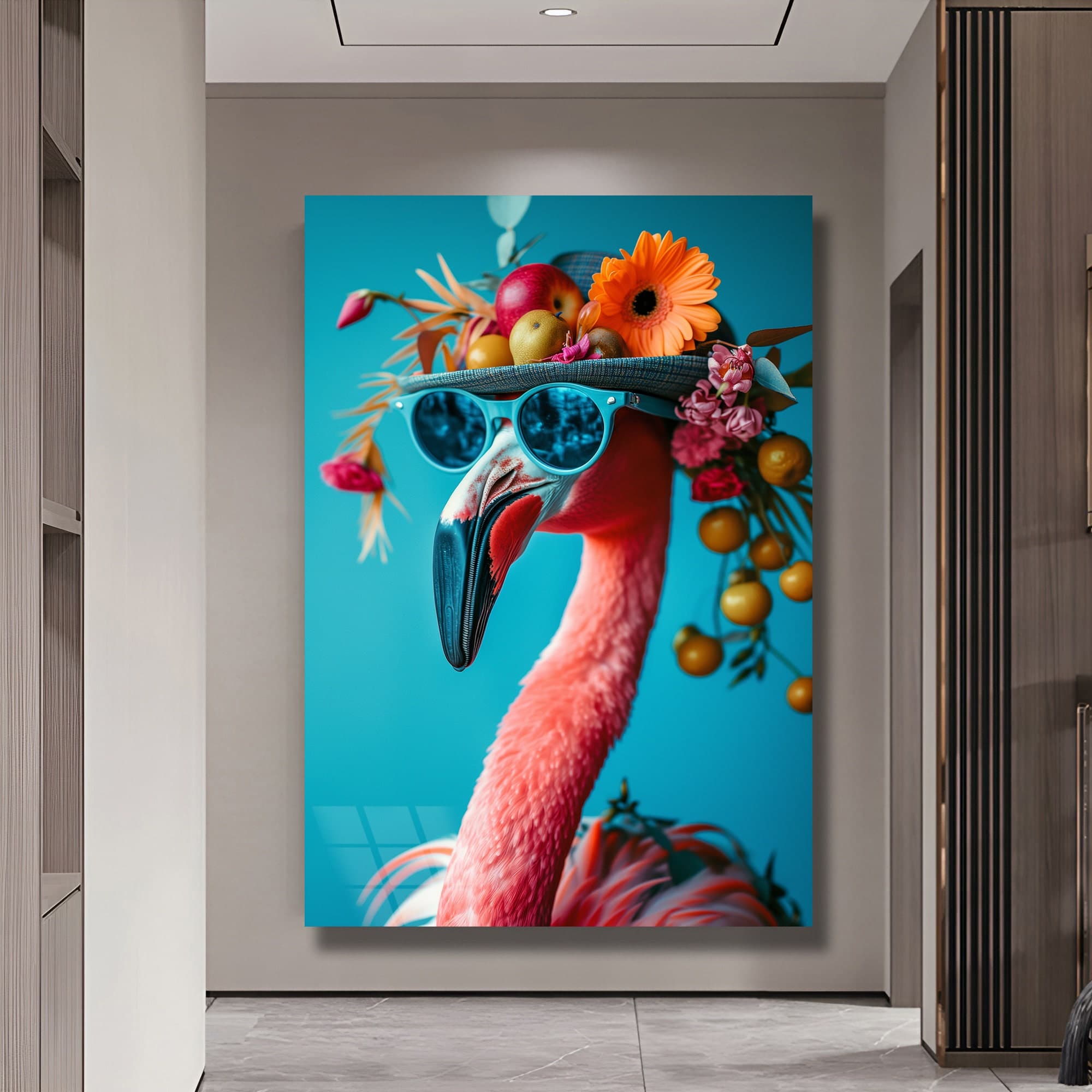 Flamingo portrait Tempered glass art Funny Animals art Nursery Decor Luxury wall art Modern Decor Fashion wall art Glass print home decor - image 4