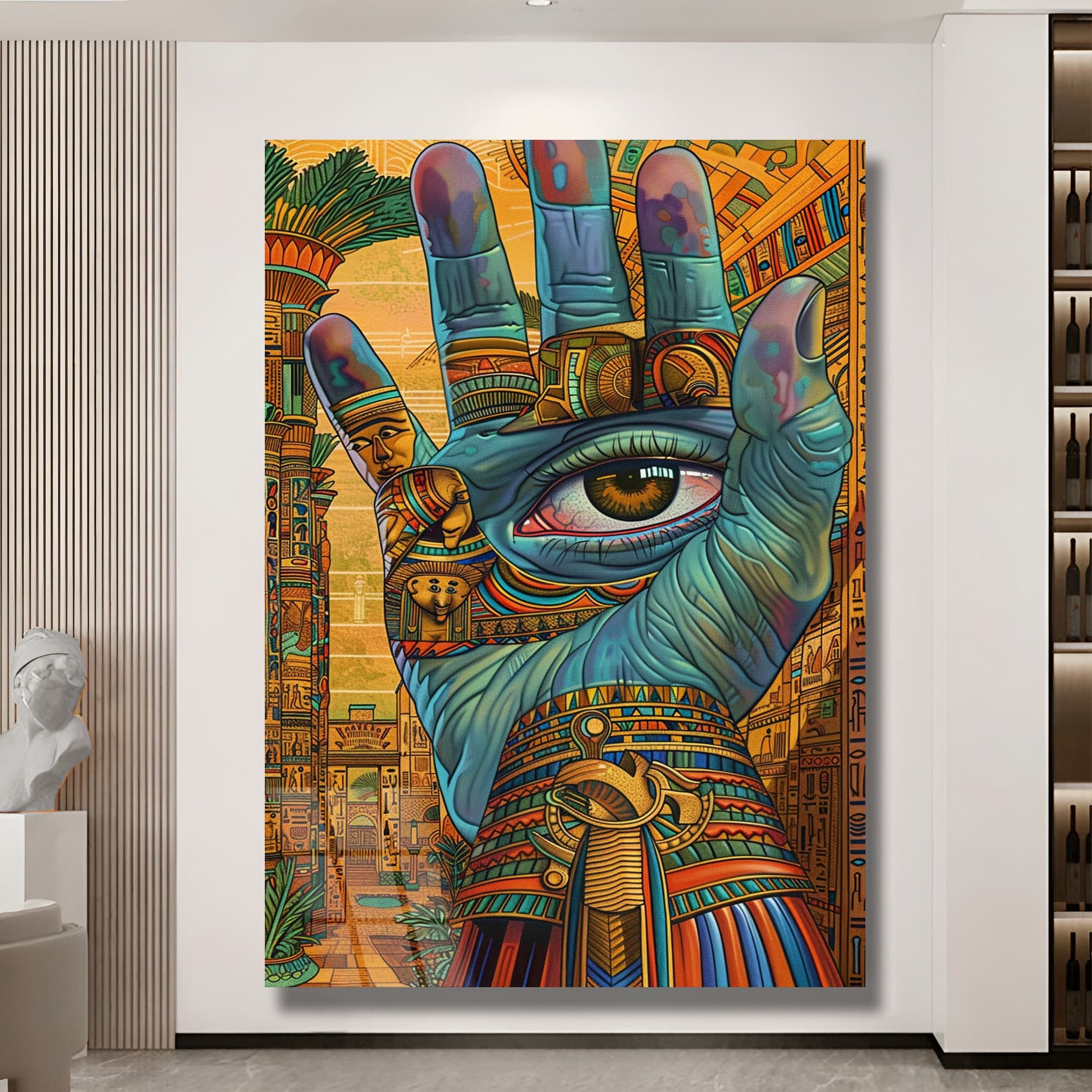 Egyptian Culture Decor All Seeing Eye Eye Wall Art Contemporary Wall Art Historical Decor gold Framed Art Wall hangings Large wall decor - image 3