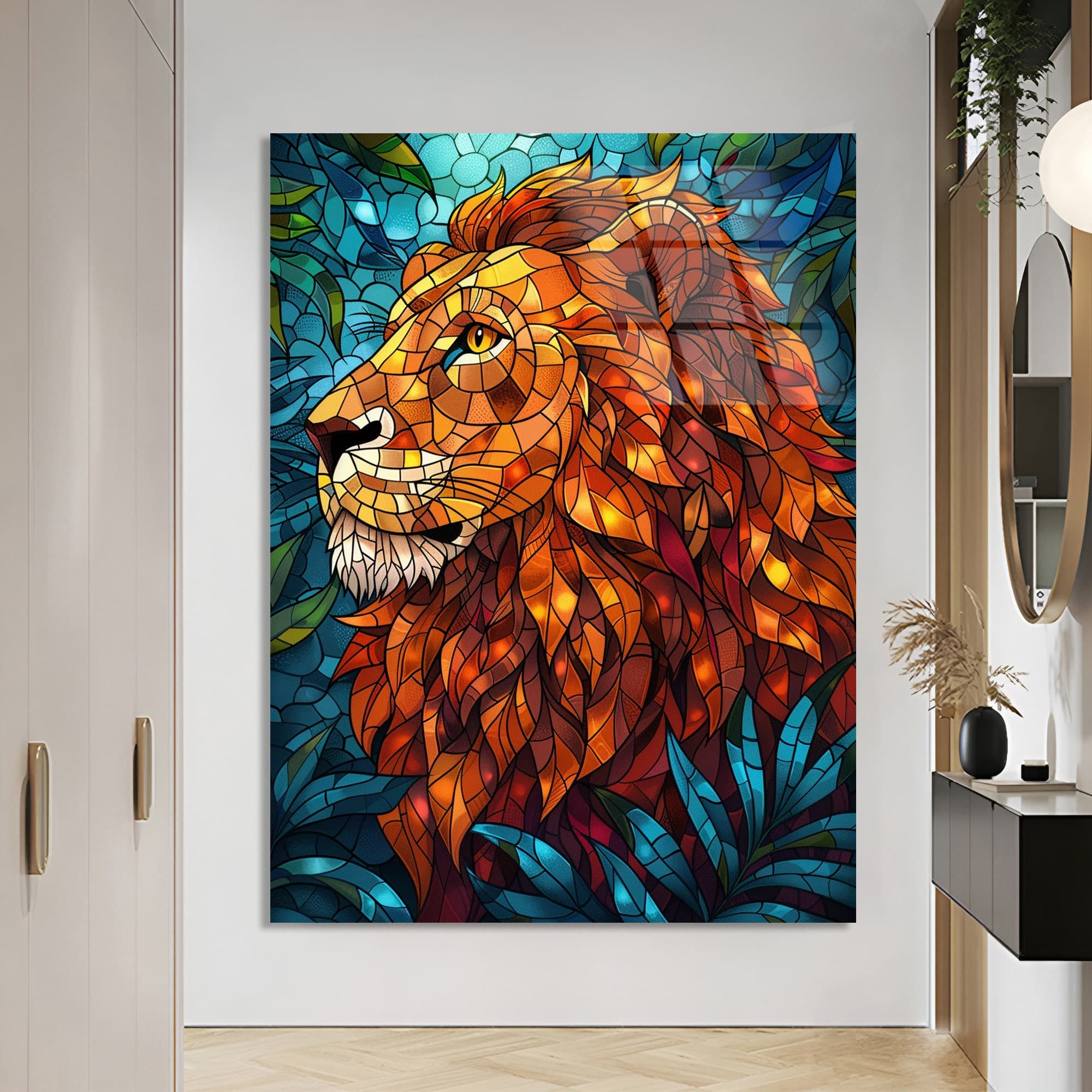 Tempered Glass wall Art lion decor Stained window decor wall art gifts luxury wall art glass print office design modern unique fashion art - image 3