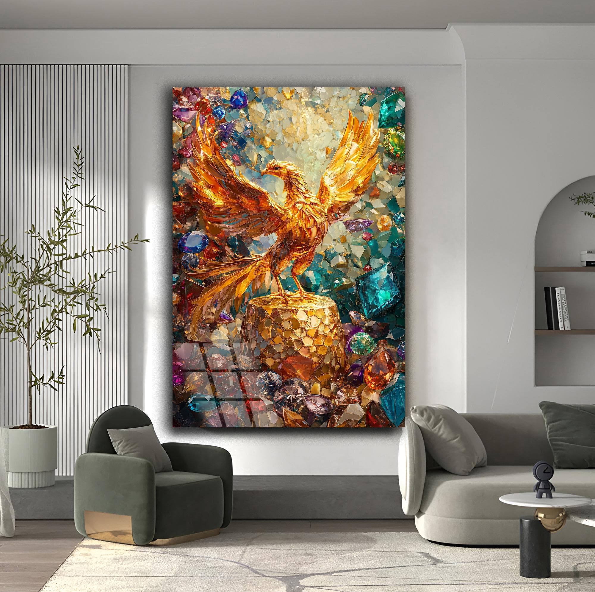 Phoenix Rising Wall Art Mythological Art Phoenix Wall Art Tempered Glass Art Wall Hanging interior Design Luxury Wall Art Housewarming Gift - image 3