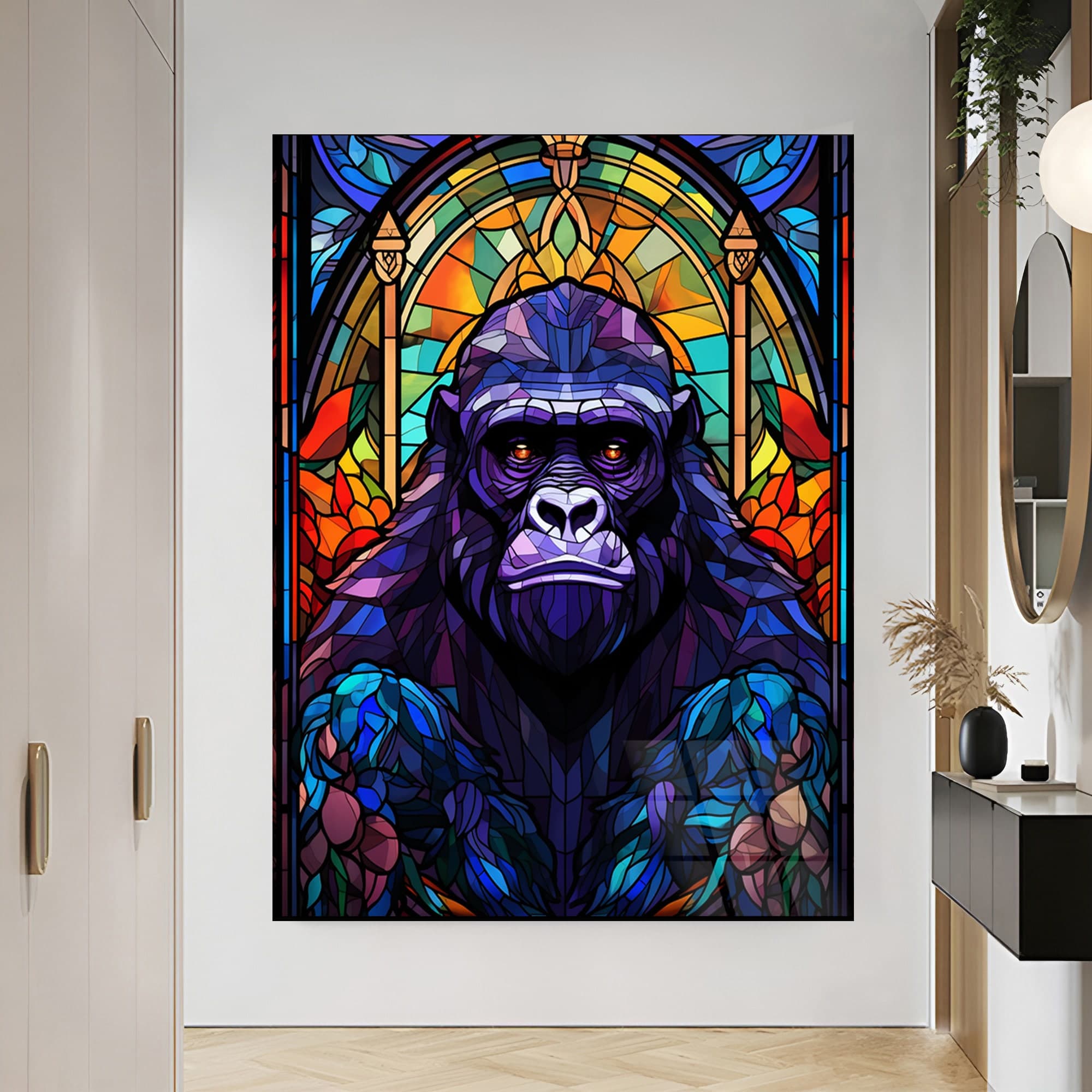 Gorilla Stained Glass Wall Art, Gorilla Glass Art, Office Decor, Gift For Dad, Farmhouse Wall Art, Wall Decor, Wall Hanging, Christmas Gift - image 4