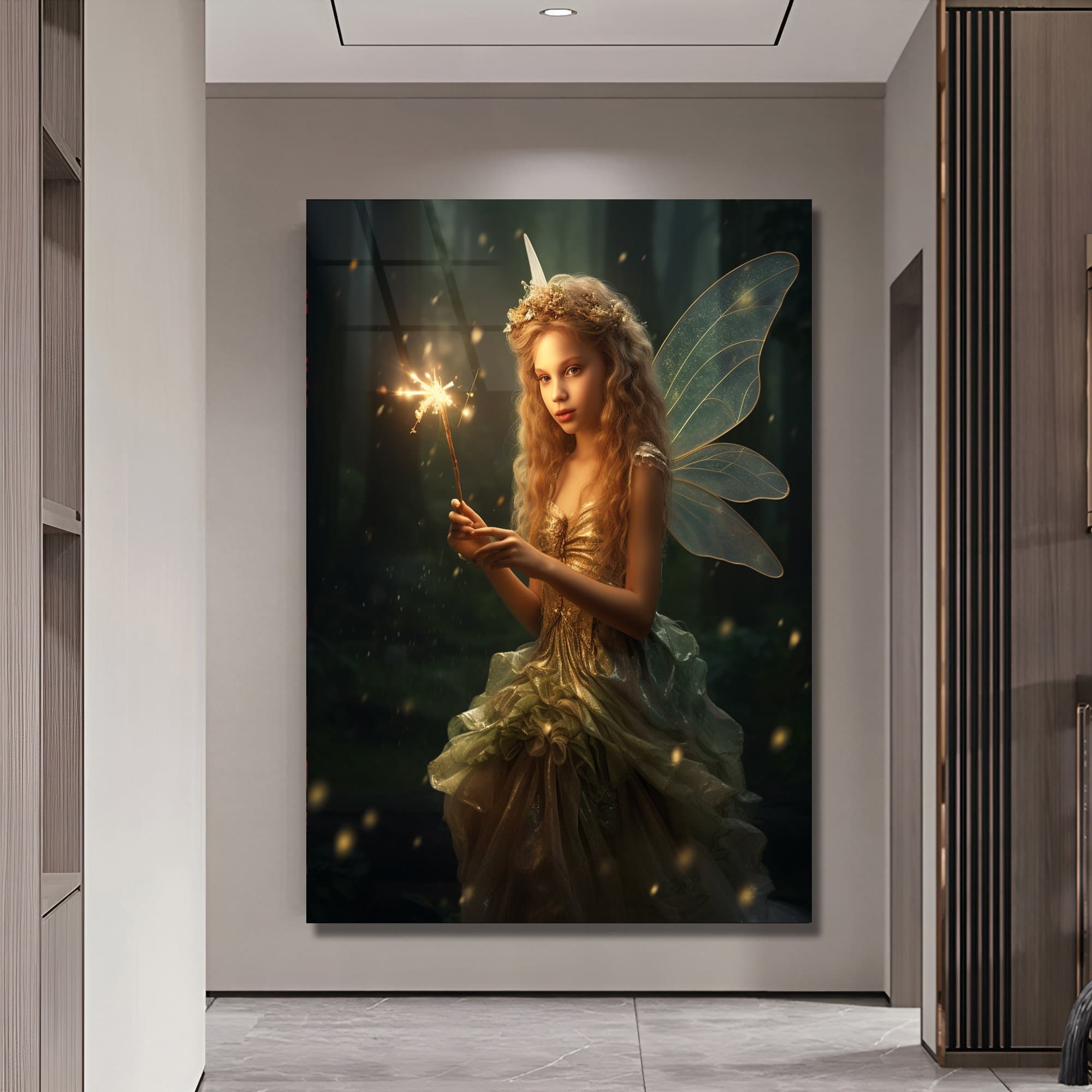 Fairy Girl Wall Art, Fairy Glass Art, Kids Room Wall Art, Nursery Wall Decor, Office Wall Art, Luxury wall art, Home Decor, Wall Art Gifts