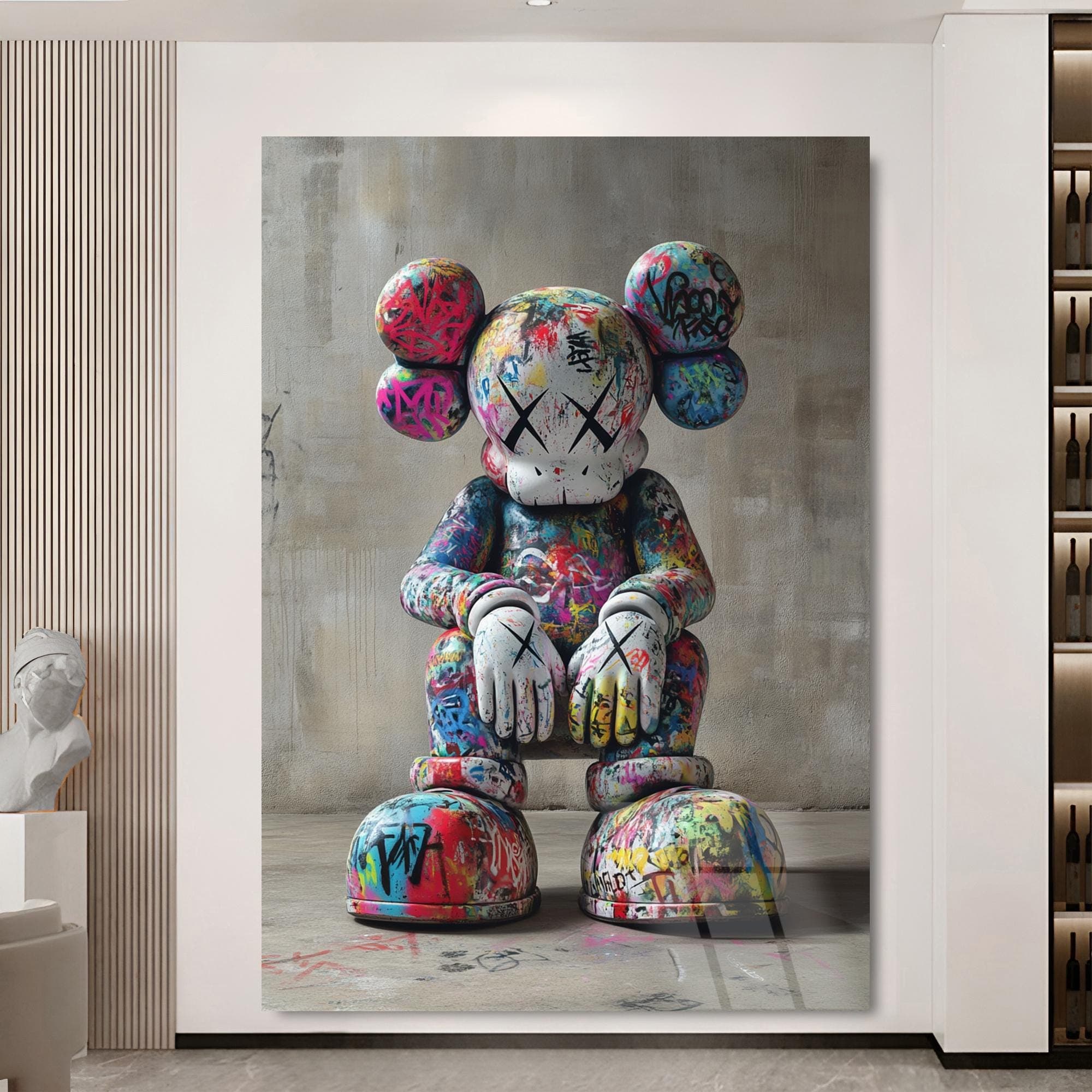 Kaws Decoration Kaws Figure Graffiti Wall Decor Large Artwork Framed Art Kaws Wall Art Housewarming Gift Nursery Livingroom Wall Art - image 3
