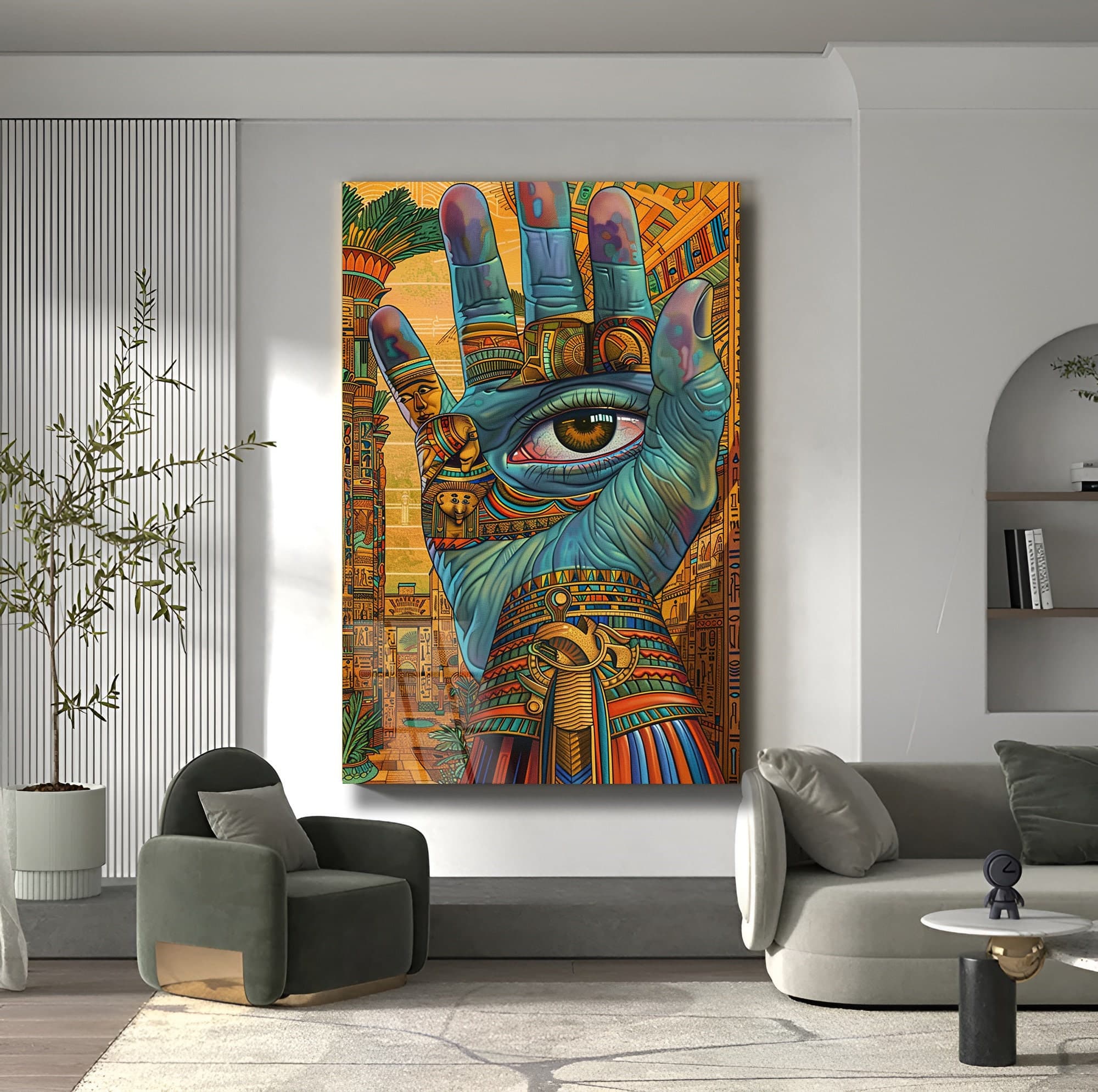 Egyptian Culture Decor All Seeing Eye Eye Wall Art Contemporary Wall Art Historical Decor gold Framed Art Wall hangings Large wall decor - image 4