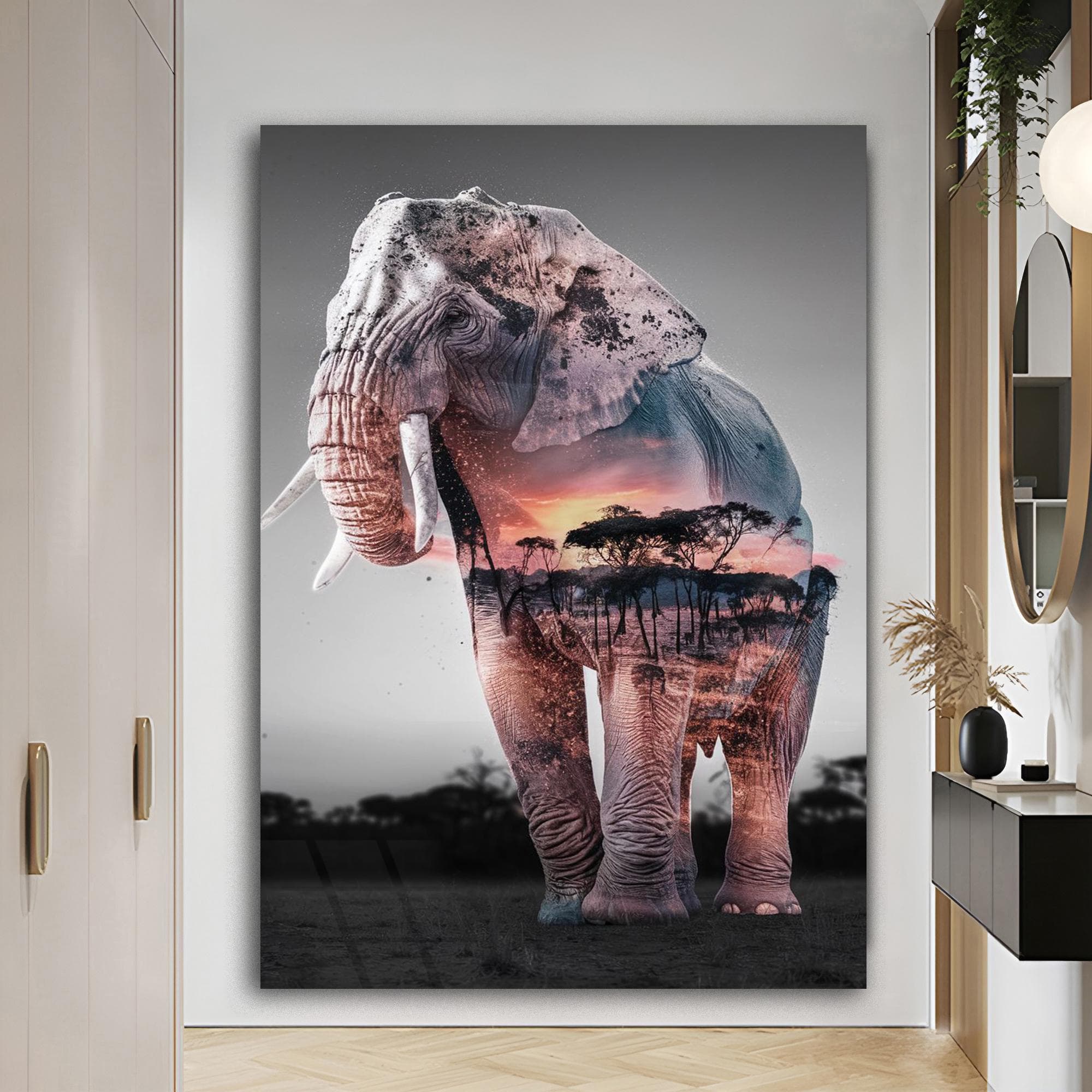 Glass Elephant Framed Art Elephant Wall Art Elephant Decorations Elephant Gift African Animal Art Nursery Decor Landscape Wall Art Wall Art - image 5