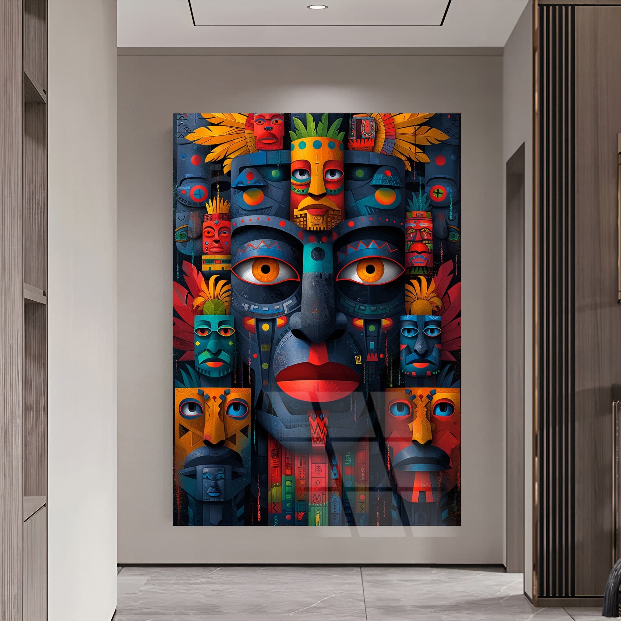 ancient african decor African symbols Tribal wall art Tempered Glass wall Art Fashion wall decor modern glass art glass print large artwork - image 4
