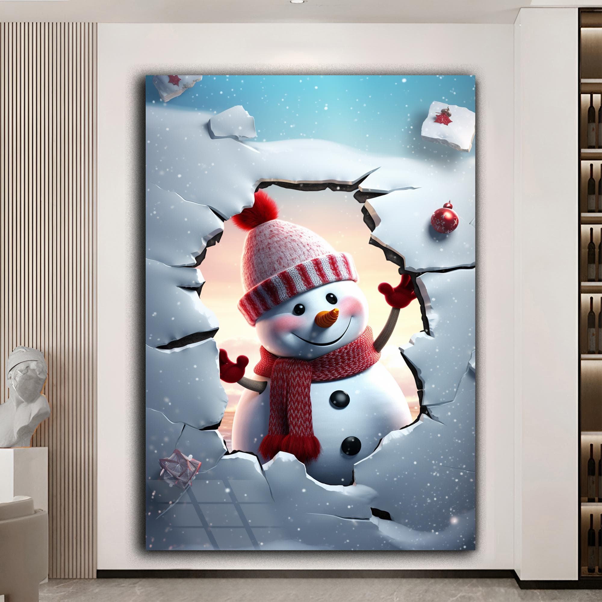Winter Landscape Art Snowman Decor Nursery Decor Gift for Kids Baby Room Decor Tempered Glass Art Garden Decor Framed Wall Art Birthday Gift - image 3